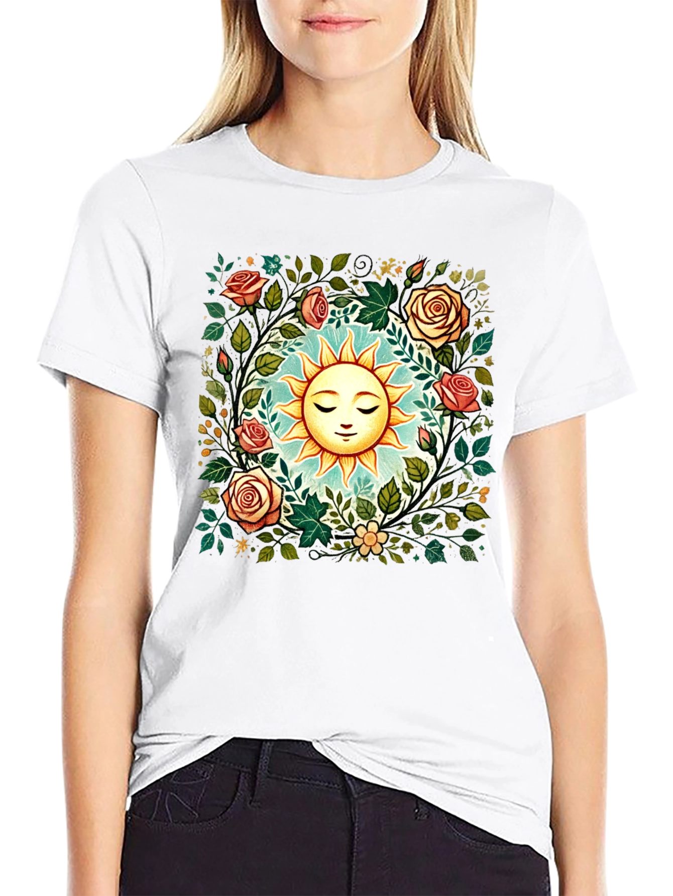 Floral Sun Graphic Tee - Stylish Comfort