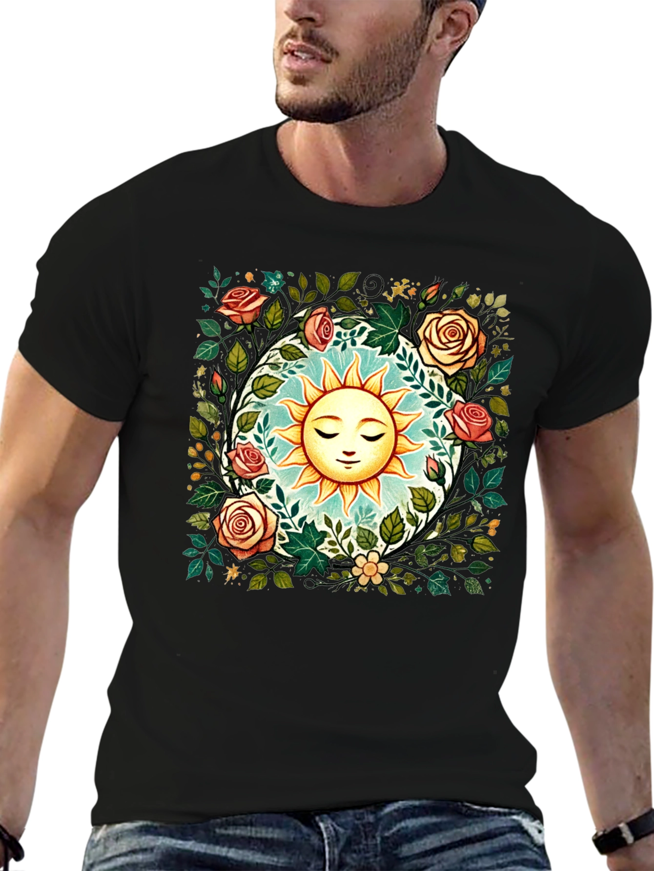 Floral Sun Graphic Tee - Stylish Comfort