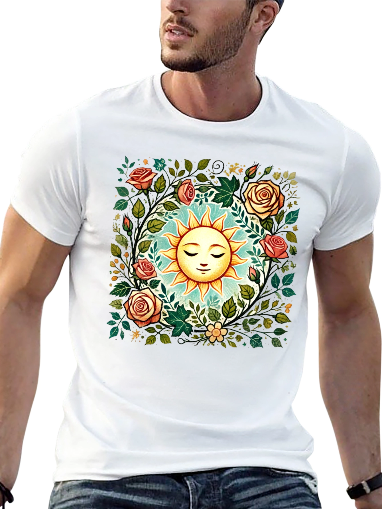 Floral Sun Graphic Tee - Stylish Comfort