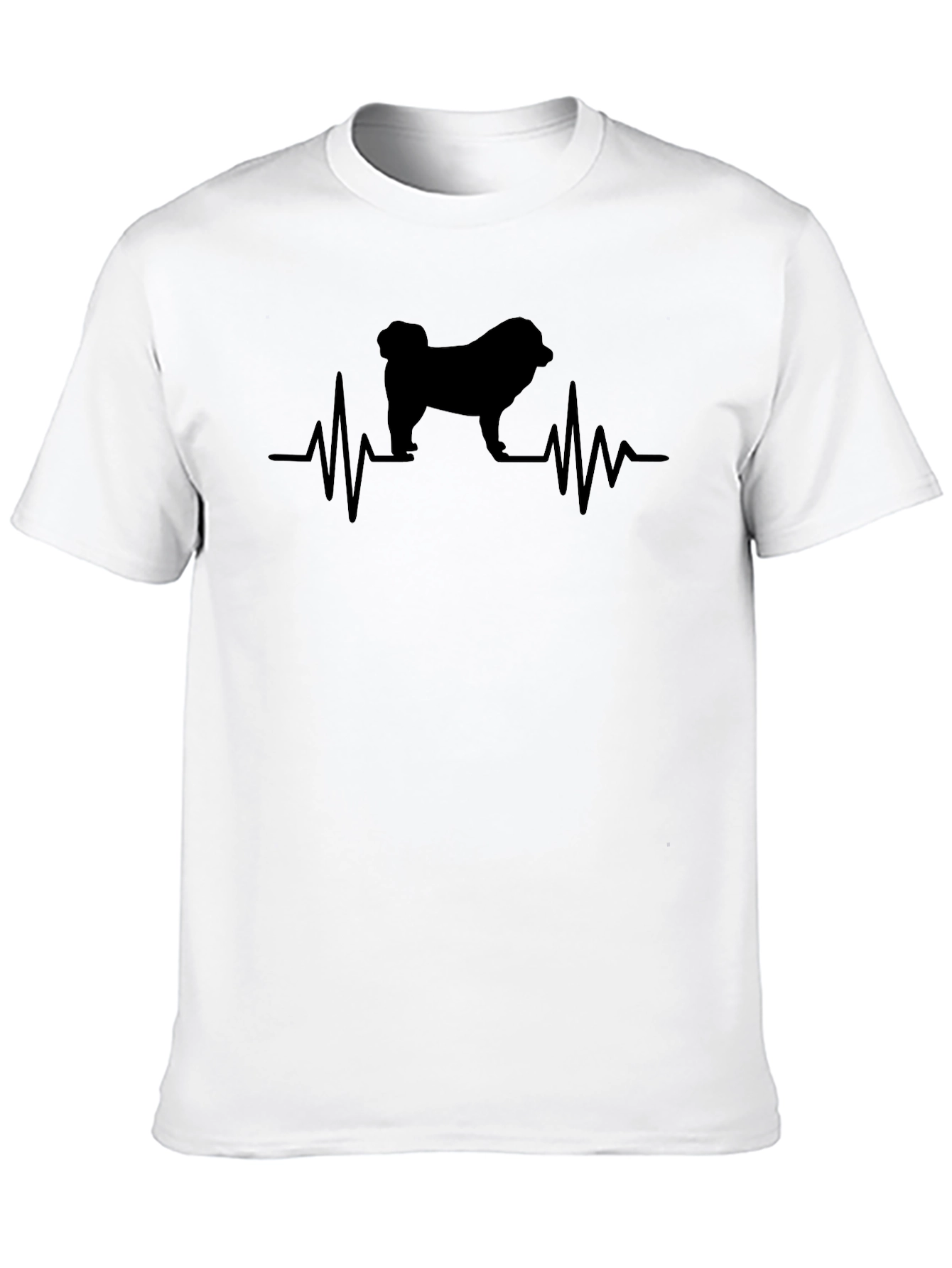 Pug Heartbeat T-Shirt - Black