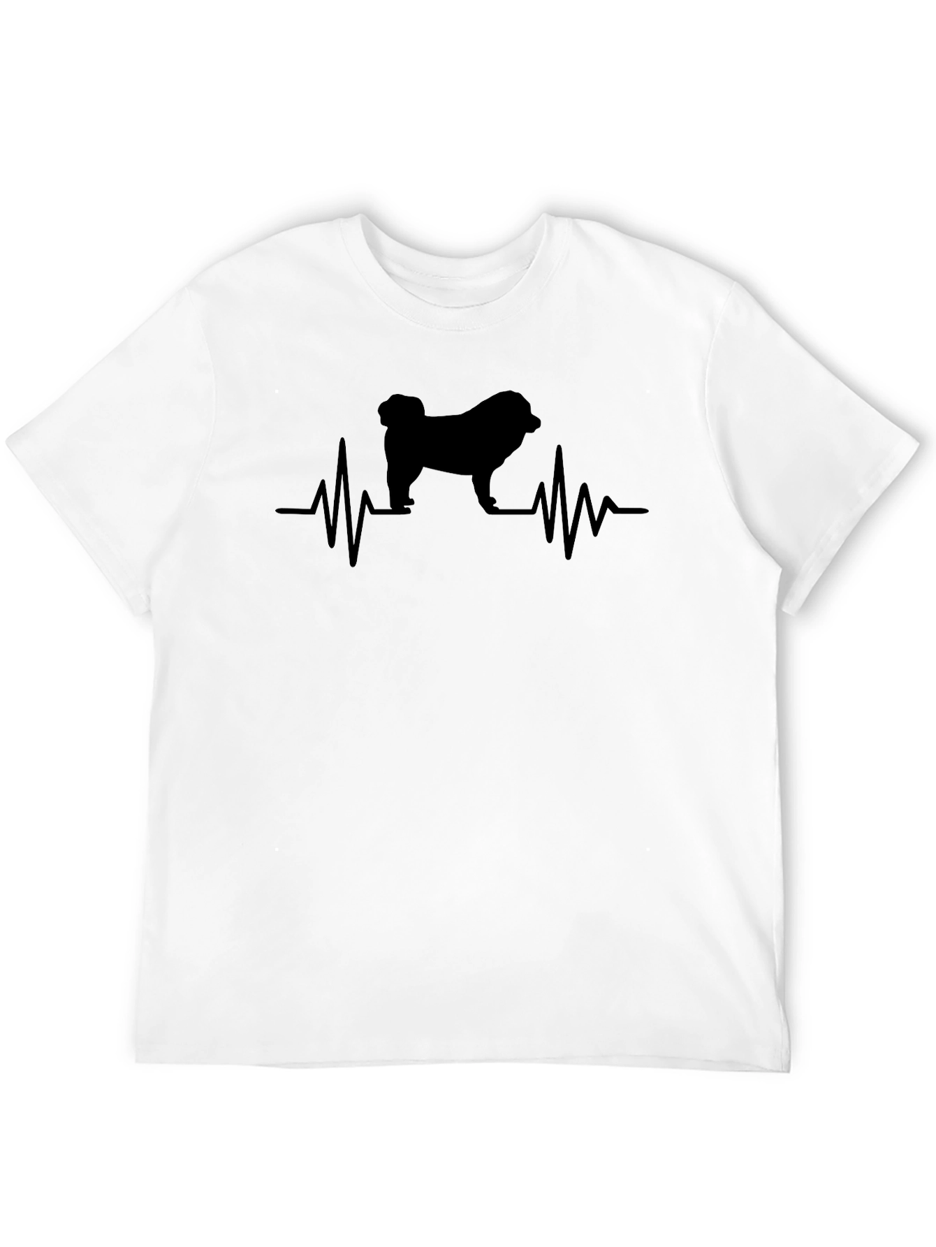 Pug Heartbeat T-Shirt - Black