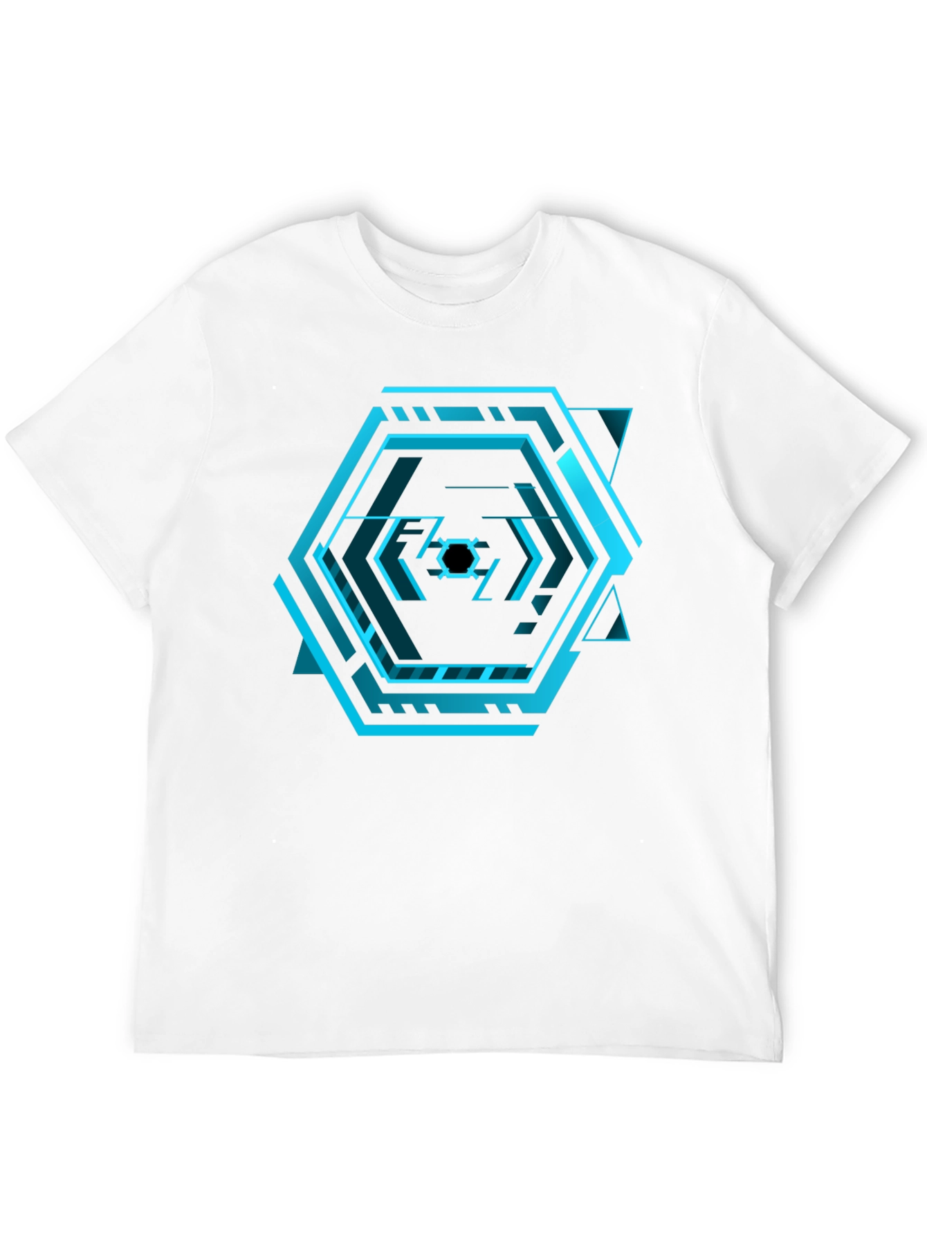 Cyberpunk Hexagon Black T-Shirt - Futuristic Design
