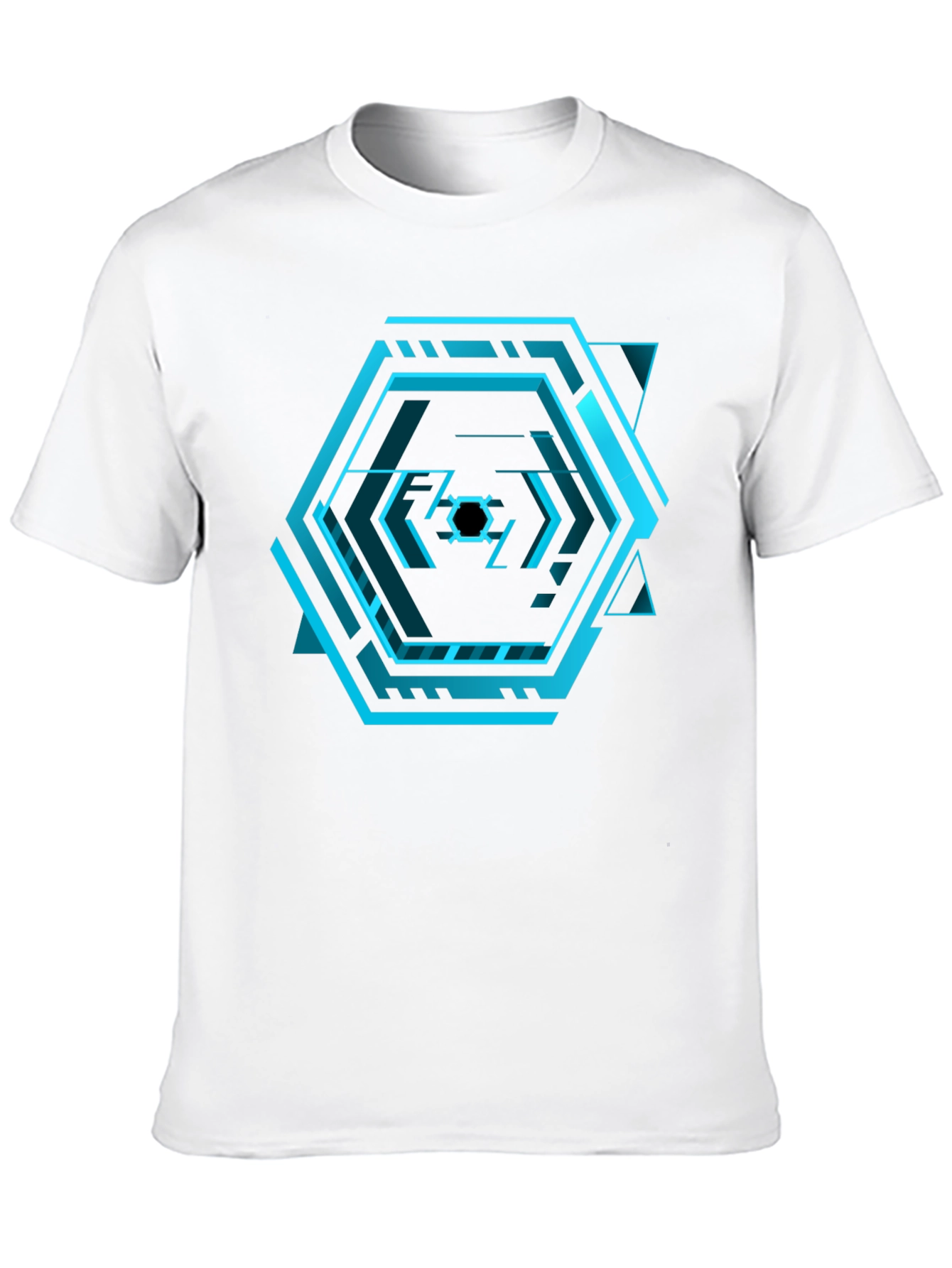 Cyberpunk Hexagon Black T-Shirt - Futuristic Design