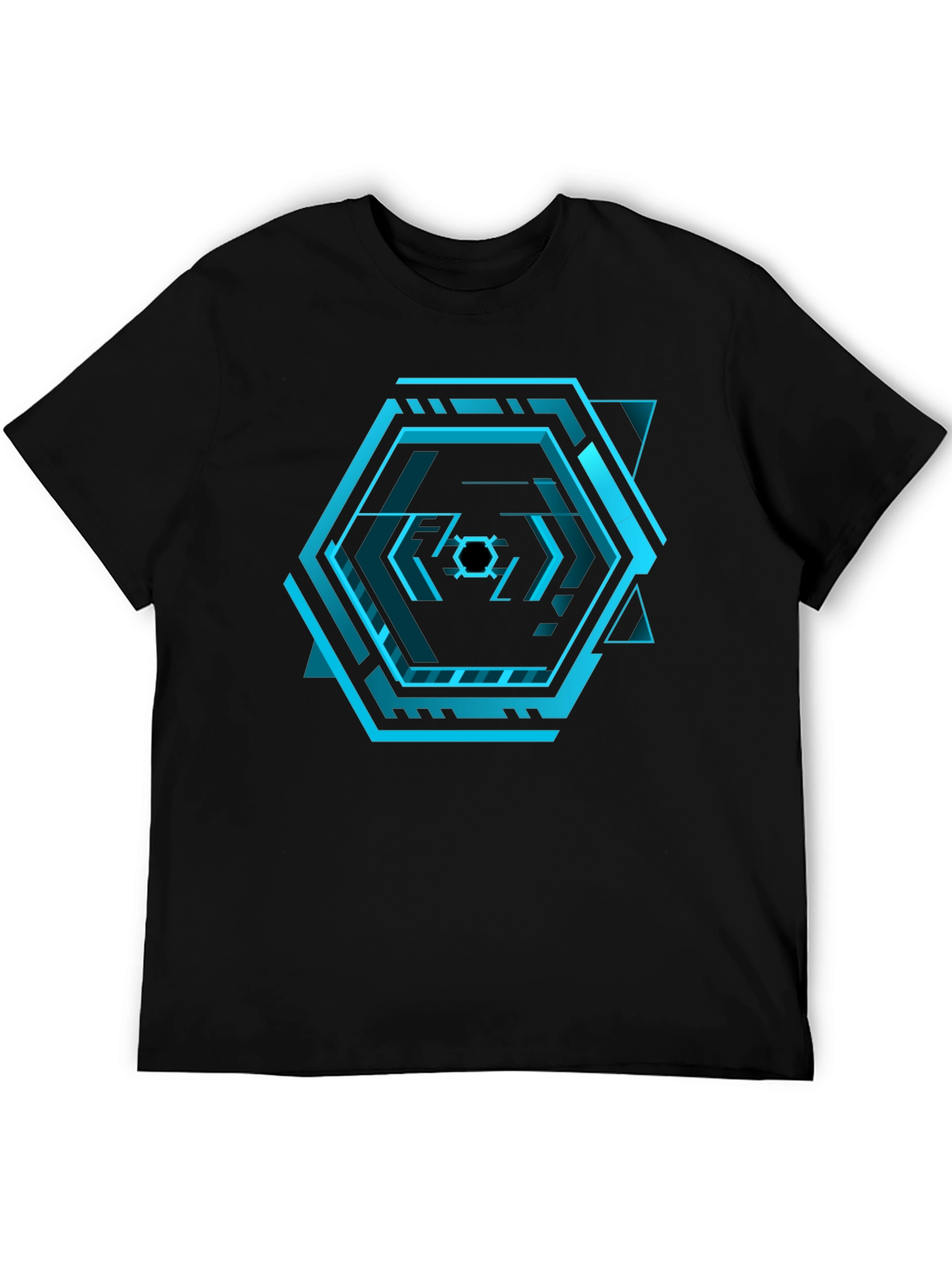 Cyberpunk Hexagon Black T-Shirt - Futuristic Design