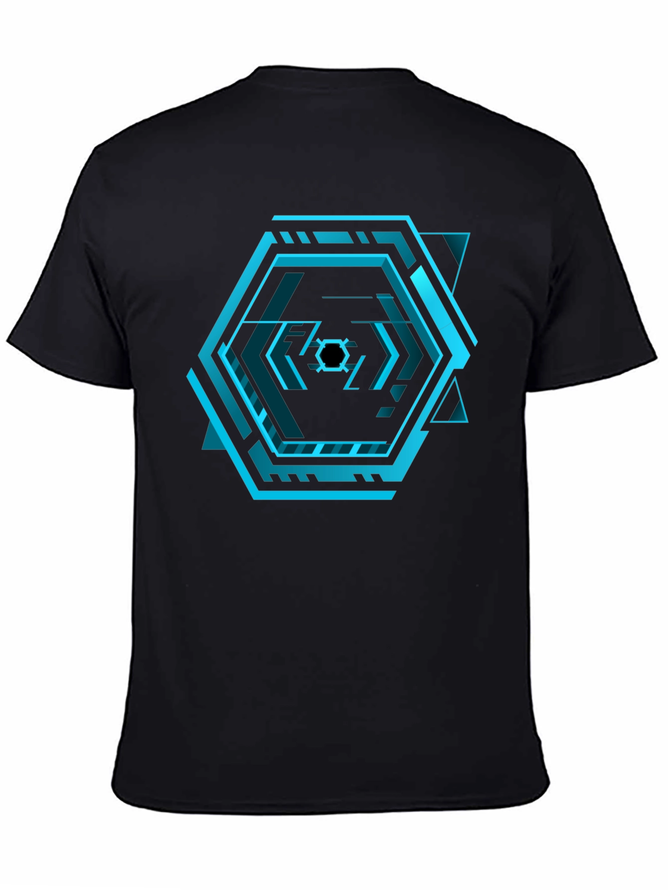Cyberpunk Hexagon Black T-Shirt - Futuristic Design