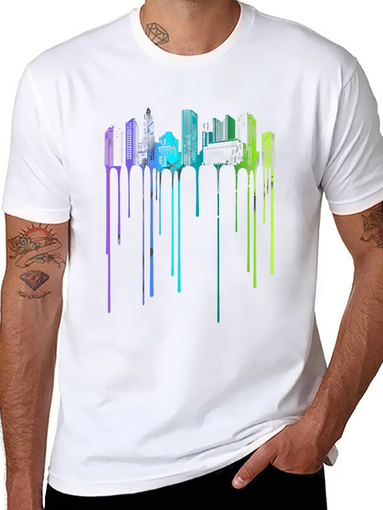 Urban Drip Tee - Cityscape Graphic T-Shirt