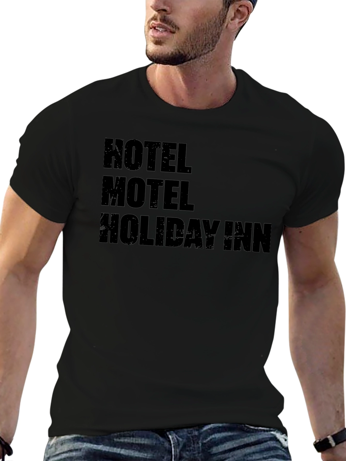 Hotel Motel Holiday Inn Black Graphic Tee