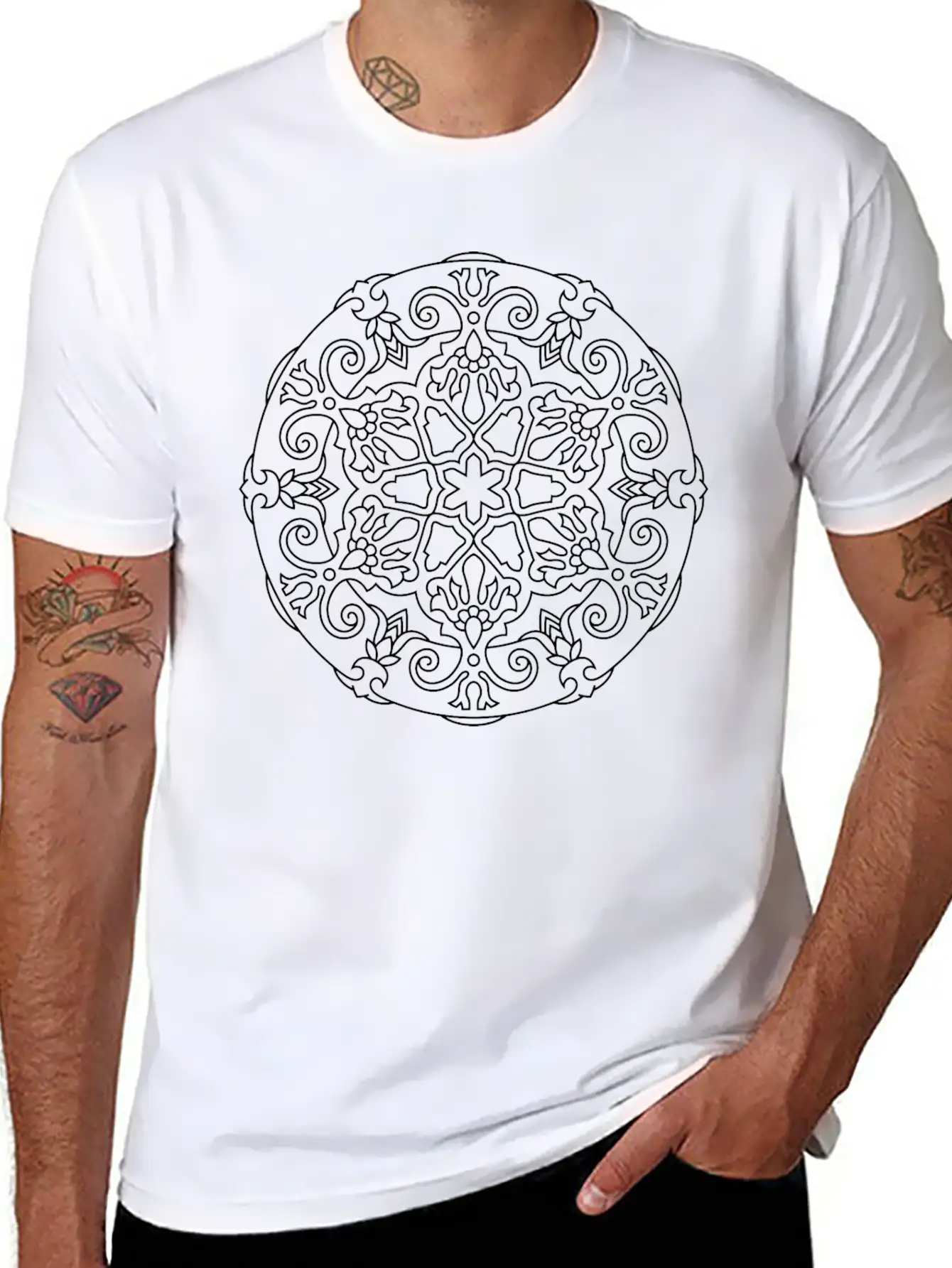 Mandala Design For Mandala Art Illustration, Manda Unisex Casual T-Shirt – Clean Design For Daily Comfort