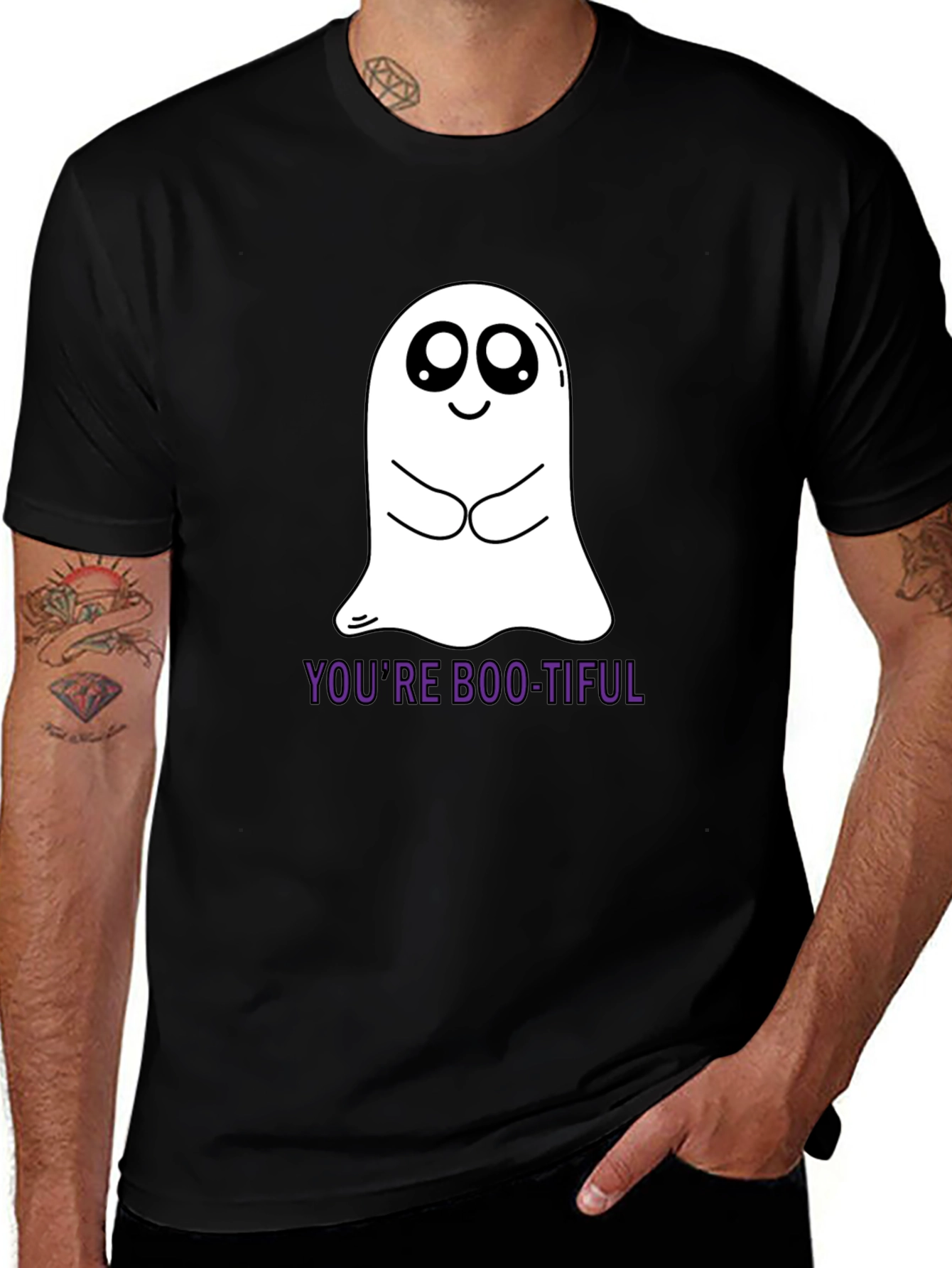 Boo-tiful Ghost Graphic Tee - Soft Cotton Black Shirt
