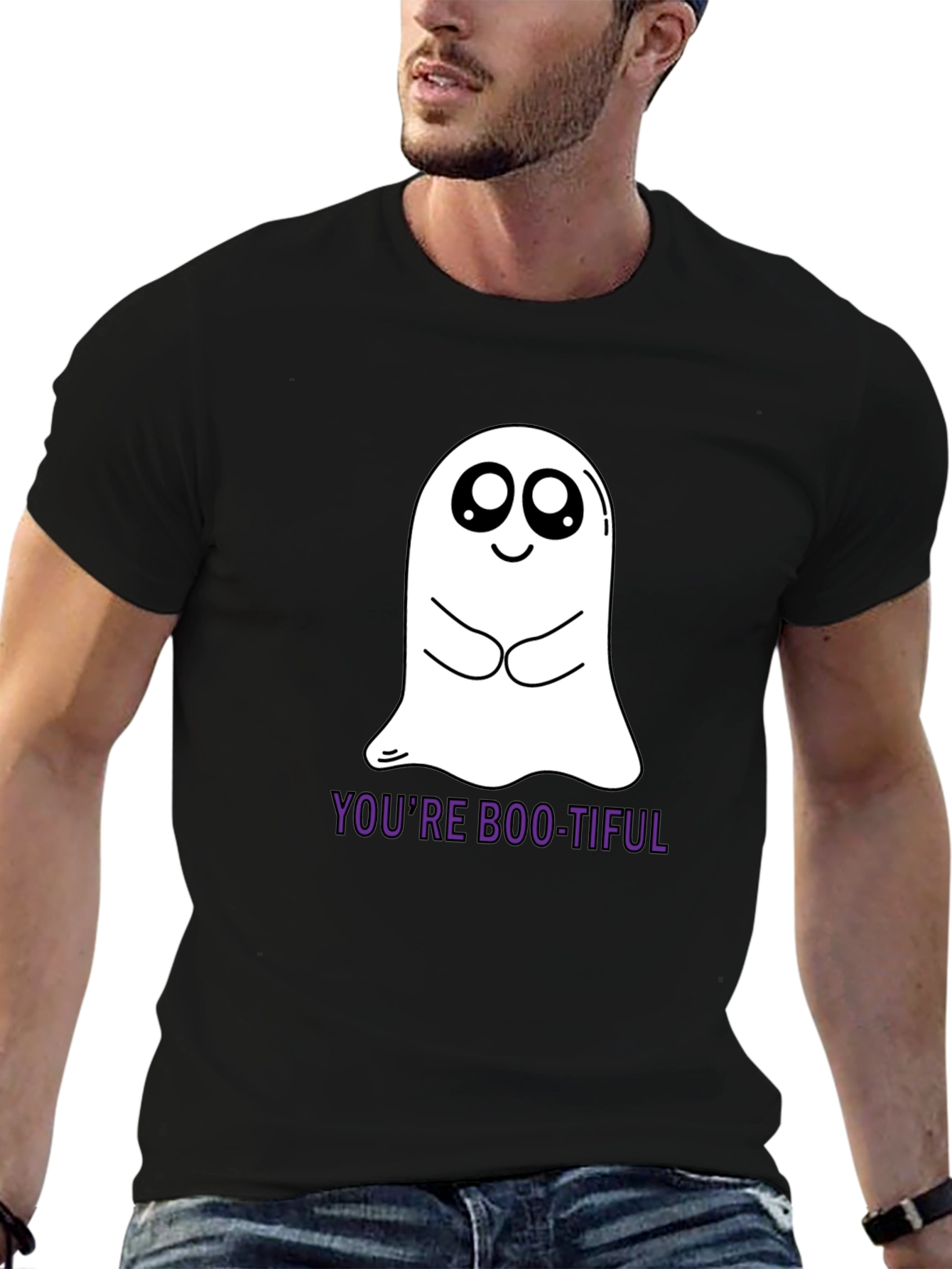 Boo-tiful Ghost Graphic Tee - Soft Cotton Black Shirt