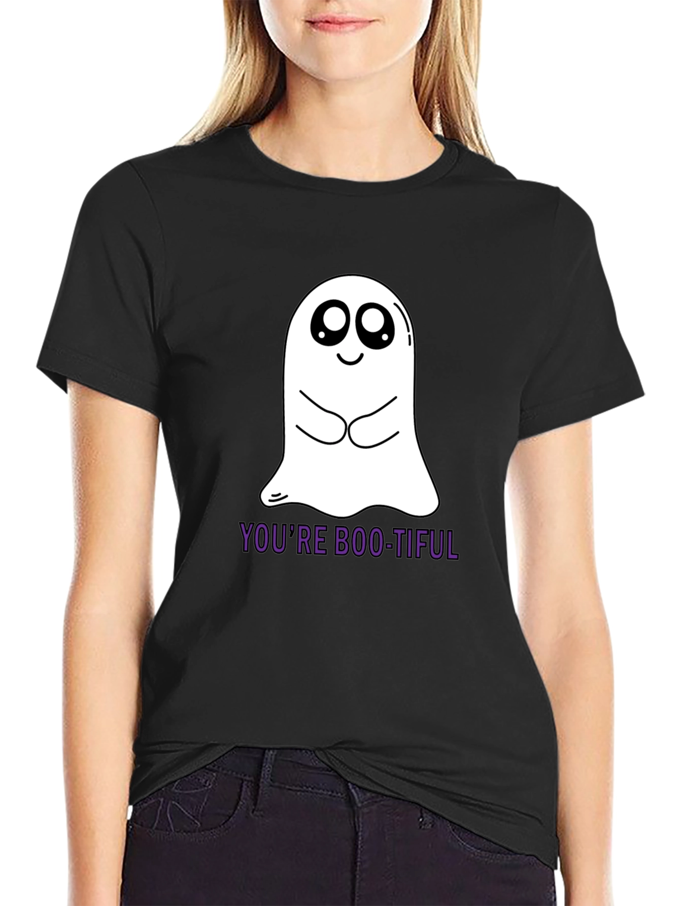 Boo-tiful Ghost Graphic Tee - Soft Cotton Black Shirt