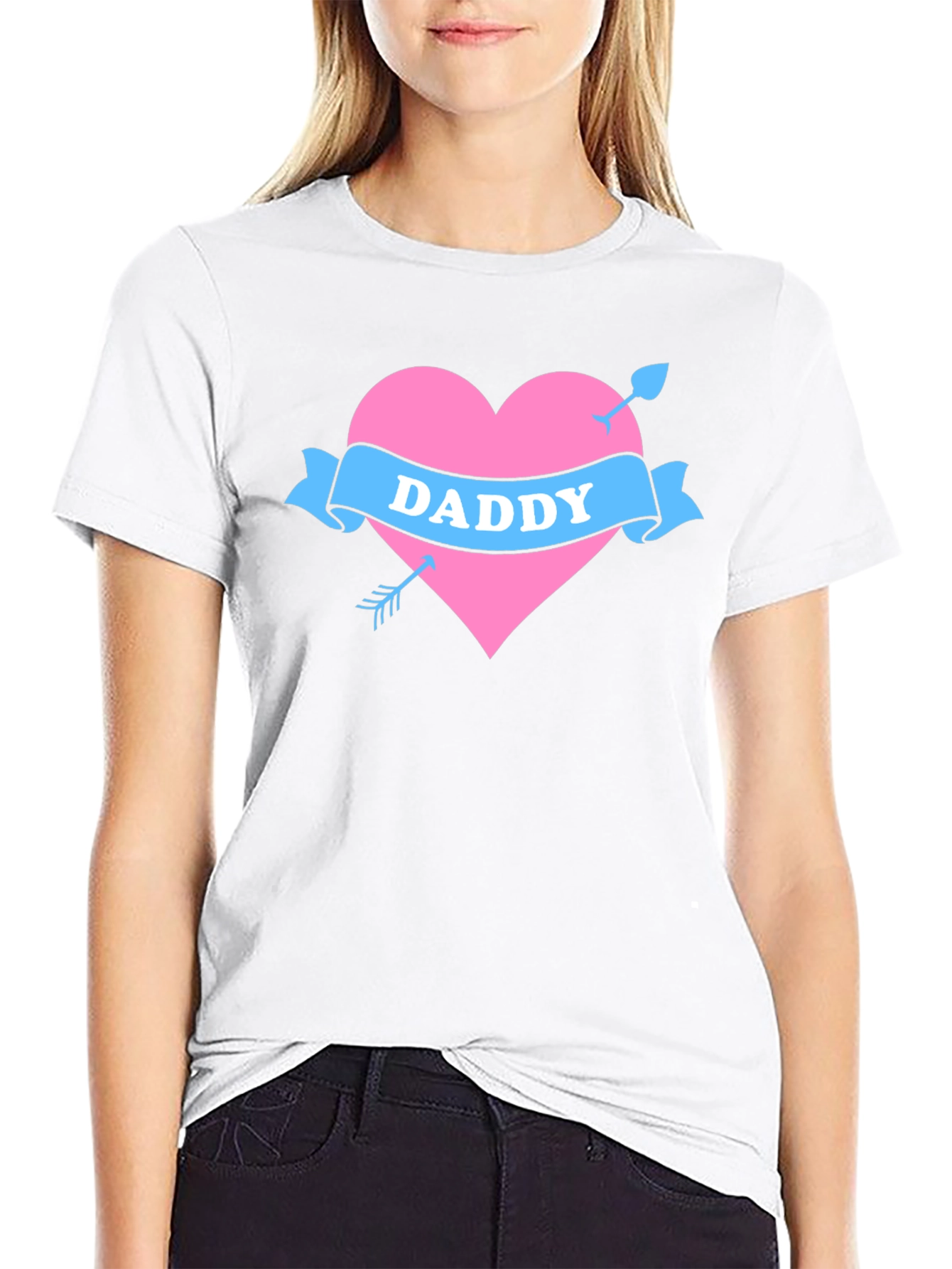 Daddy Heart Arrow Tattoo Style T-Shirt