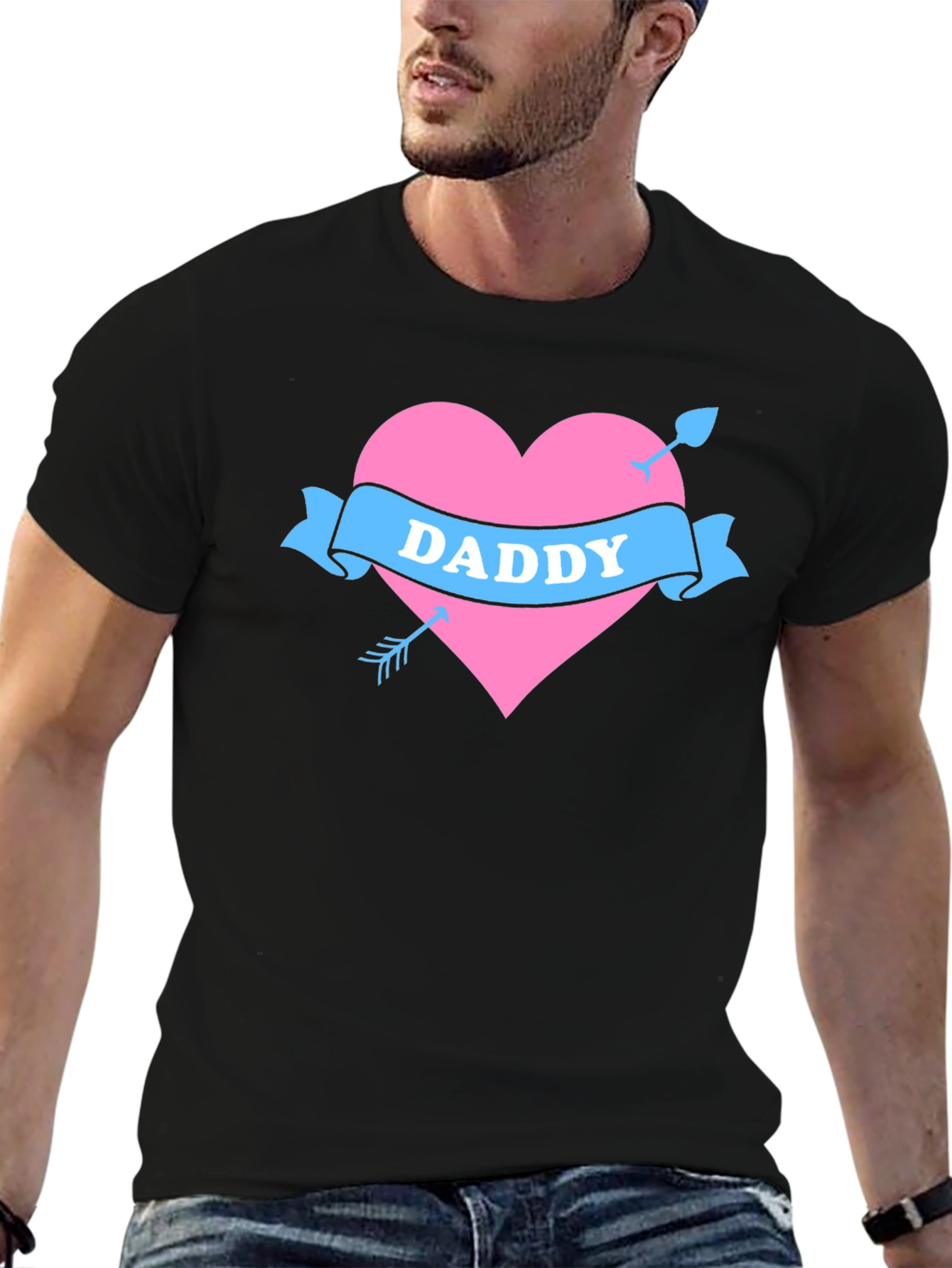 Daddy Heart Arrow Tattoo Style T-Shirt