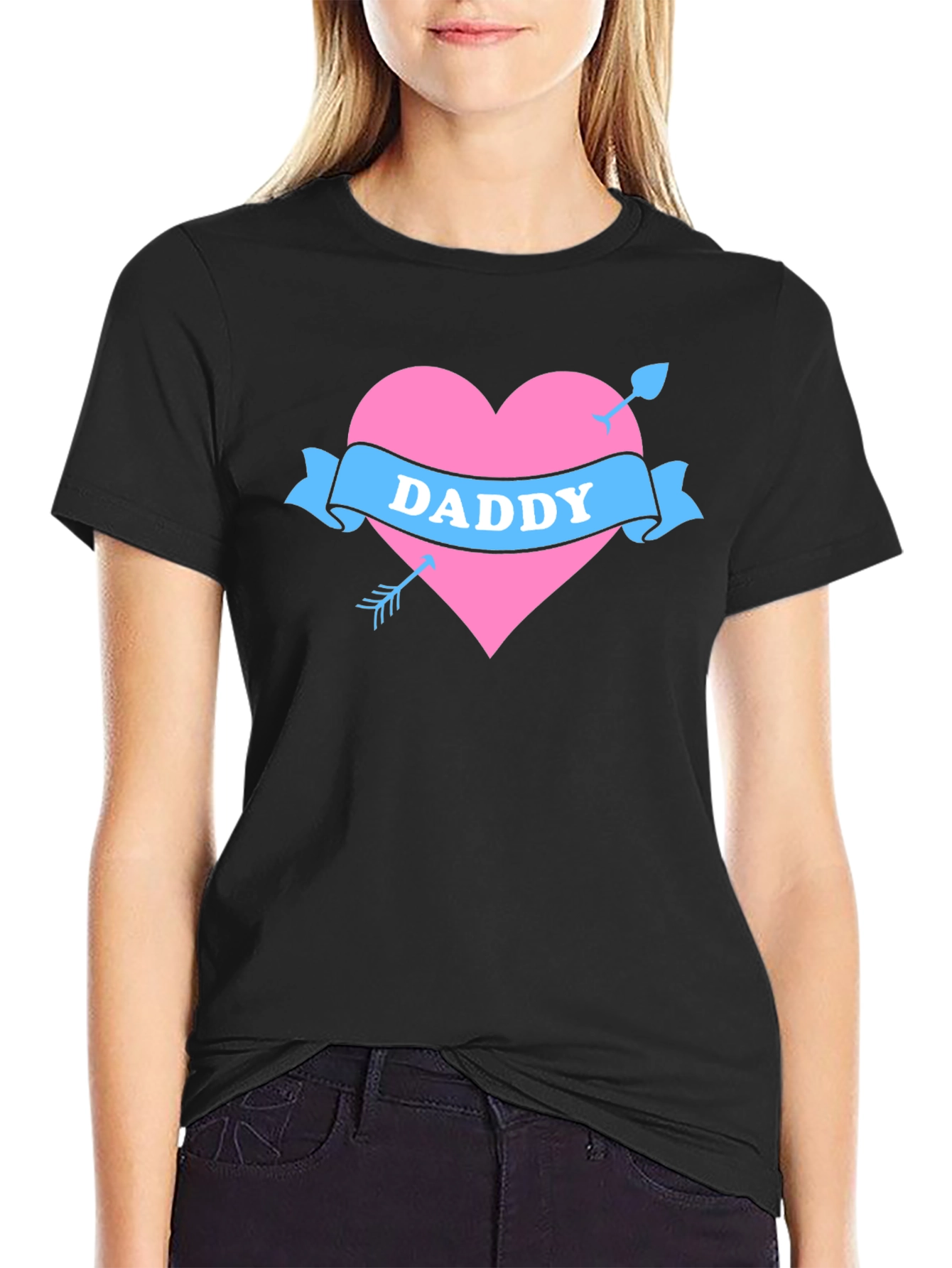 Daddy Heart Arrow Tattoo Style T-Shirt