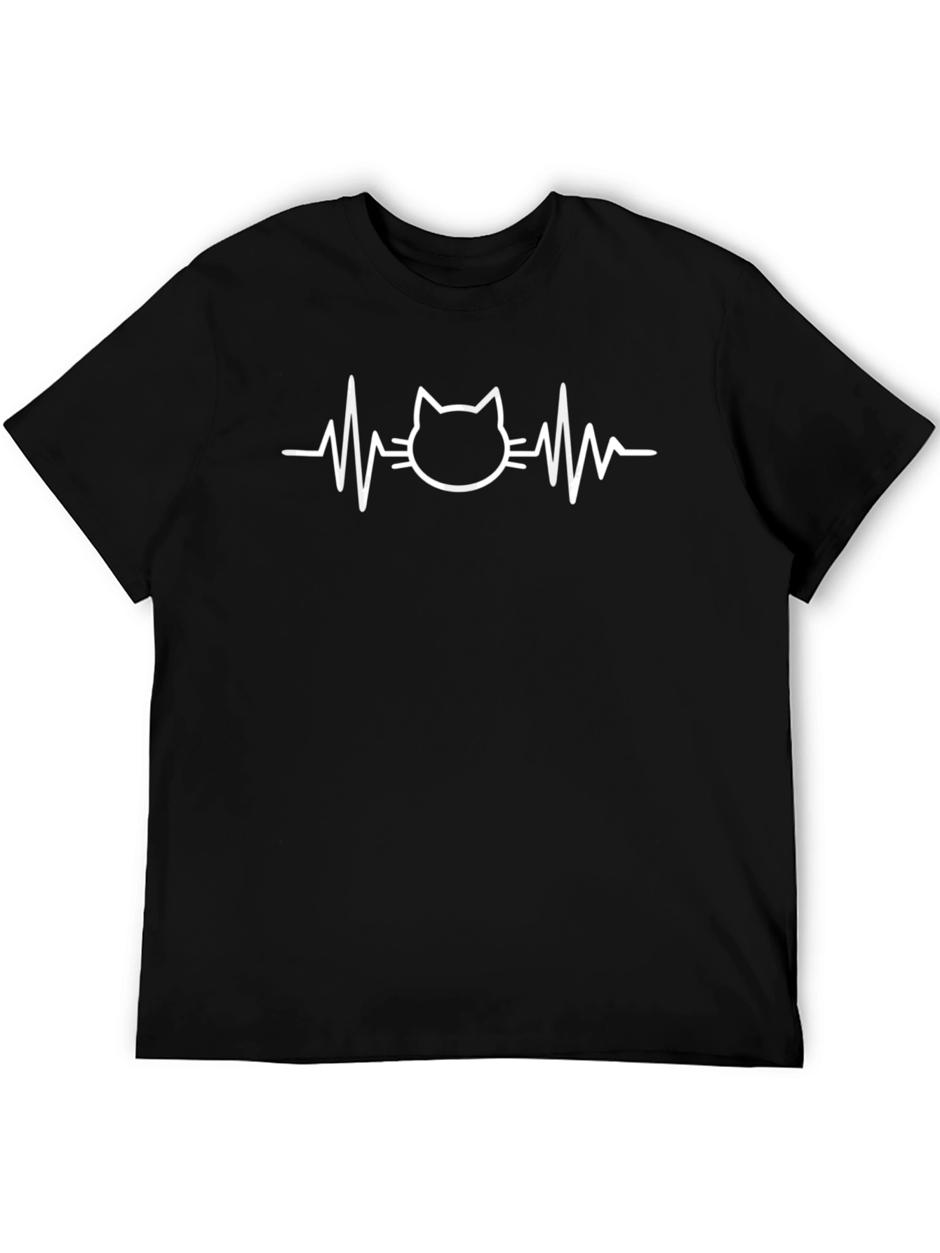 Cat Lover T-Shirt: ECG Heartbeat Design