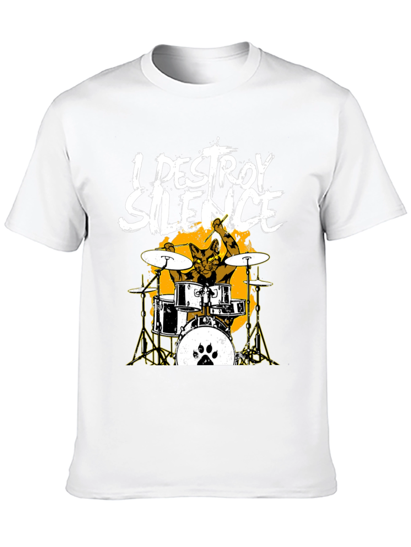 I Destroy Silence Cat Drummer T-Shirt