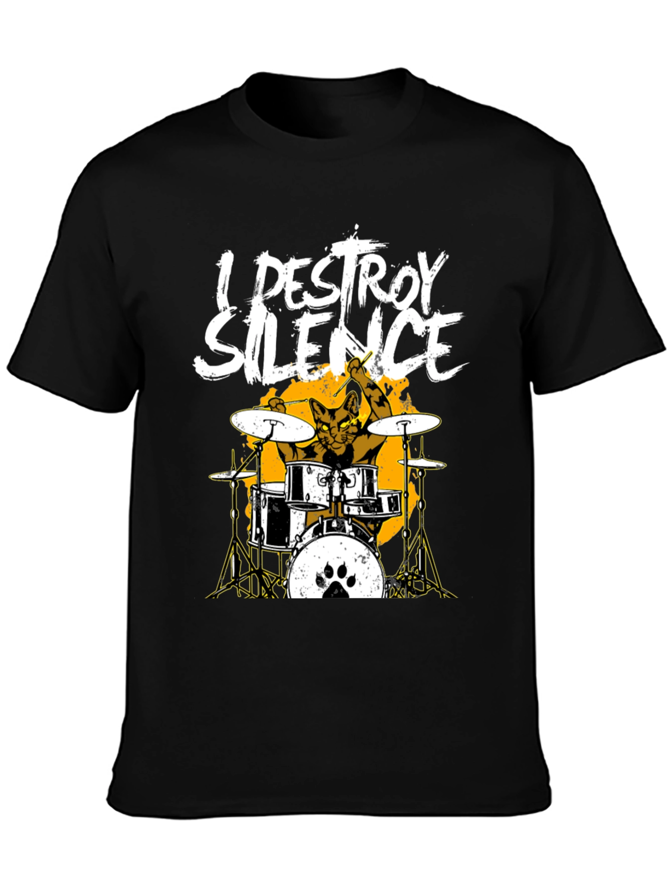 I Destroy Silence Cat Drummer T-Shirt