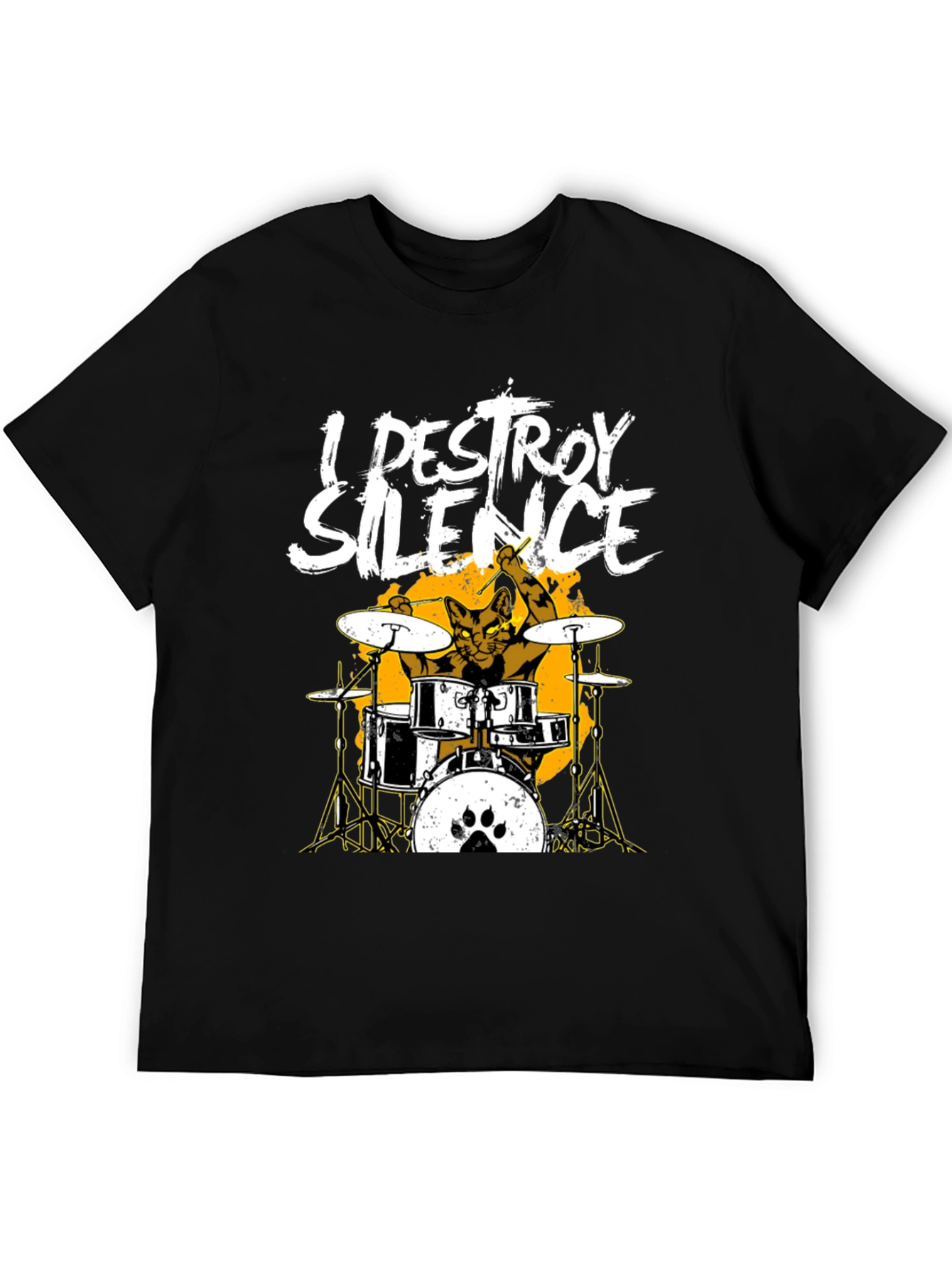I Destroy Silence Cat Drummer T-Shirt