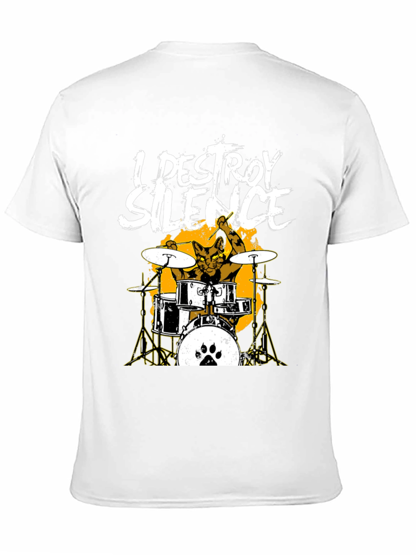 I Destroy Silence Cat Drummer T-Shirt