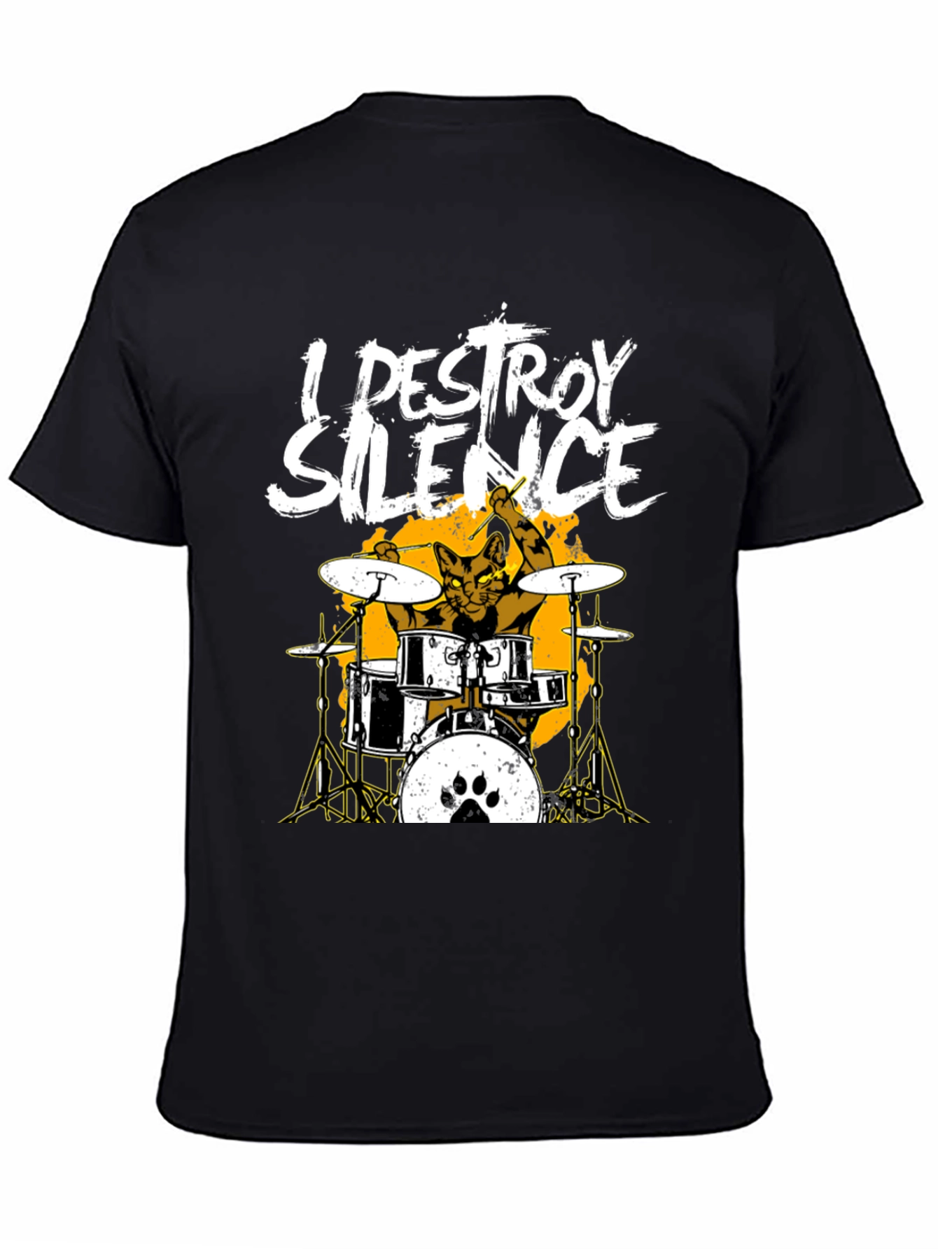 I Destroy Silence Cat Drummer T-Shirt