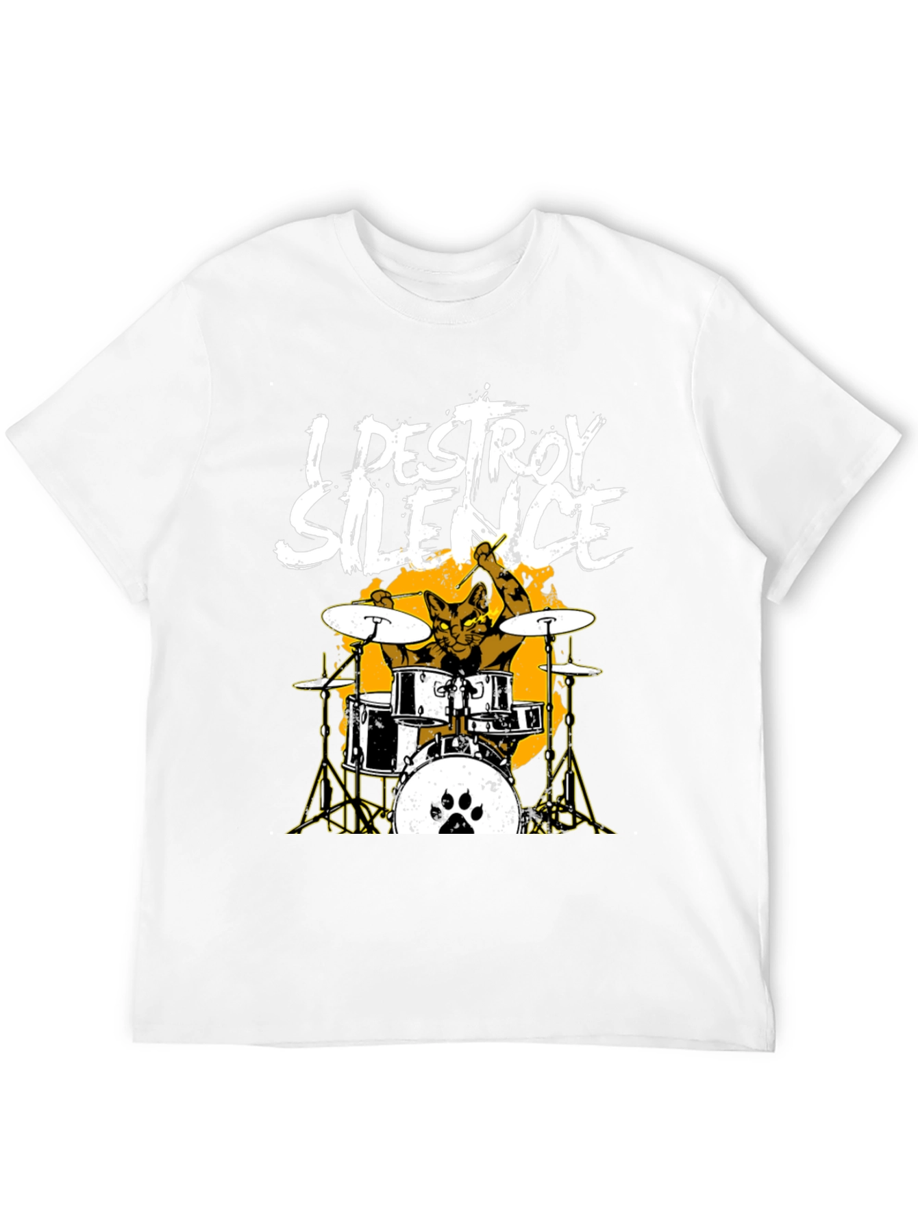 I Destroy Silence Cat Drummer T-Shirt