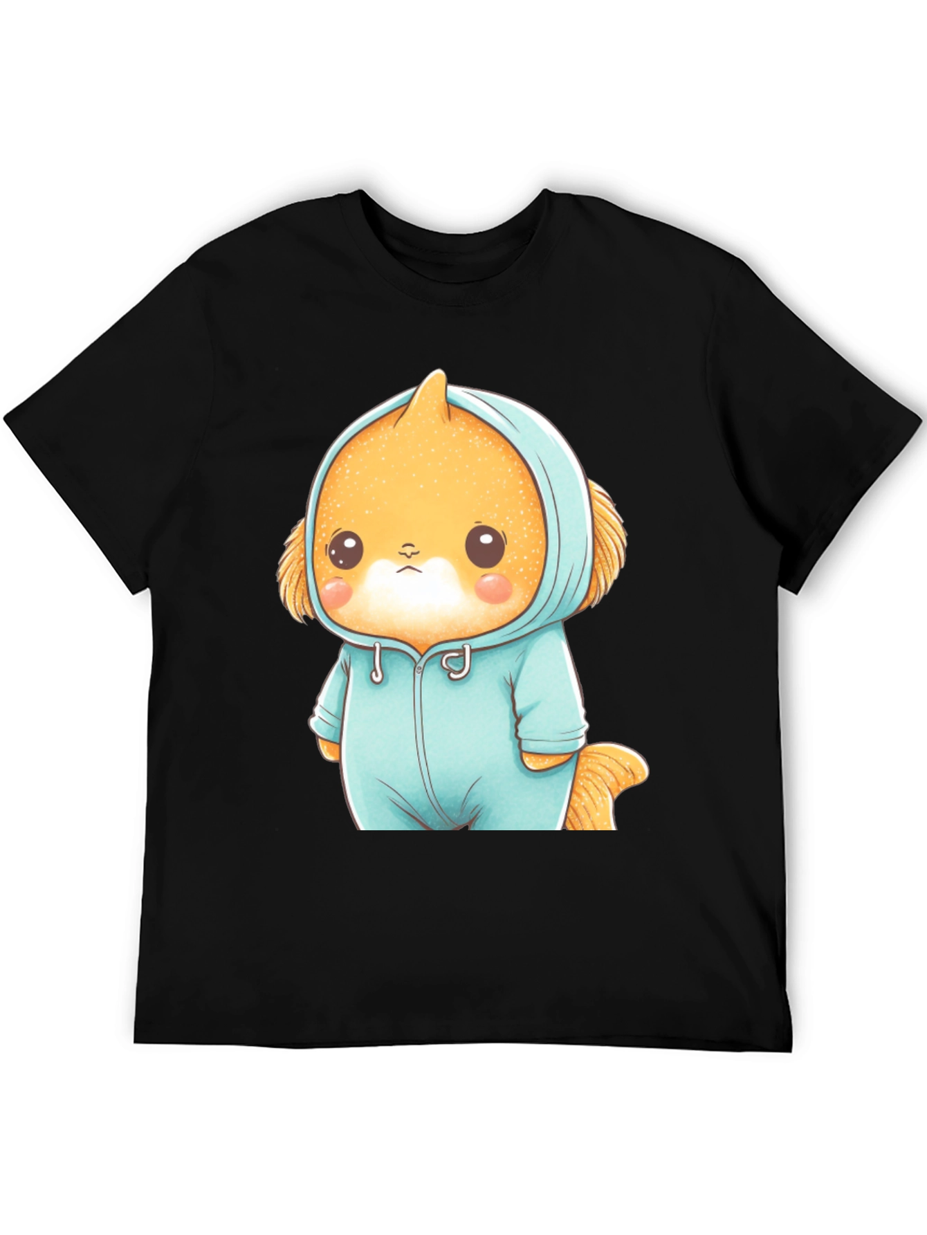 Cute Cartoon Character Unisex Black T-Shirt