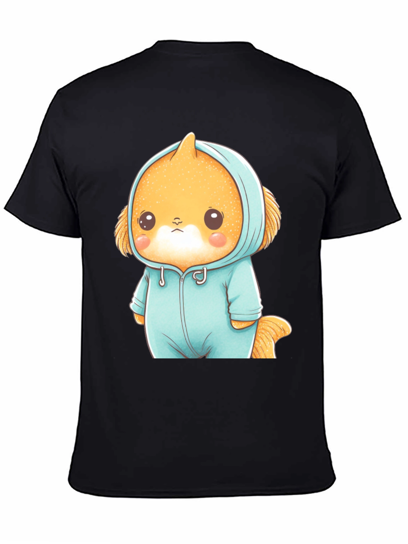 Cute Cartoon Character Unisex Black T-Shirt