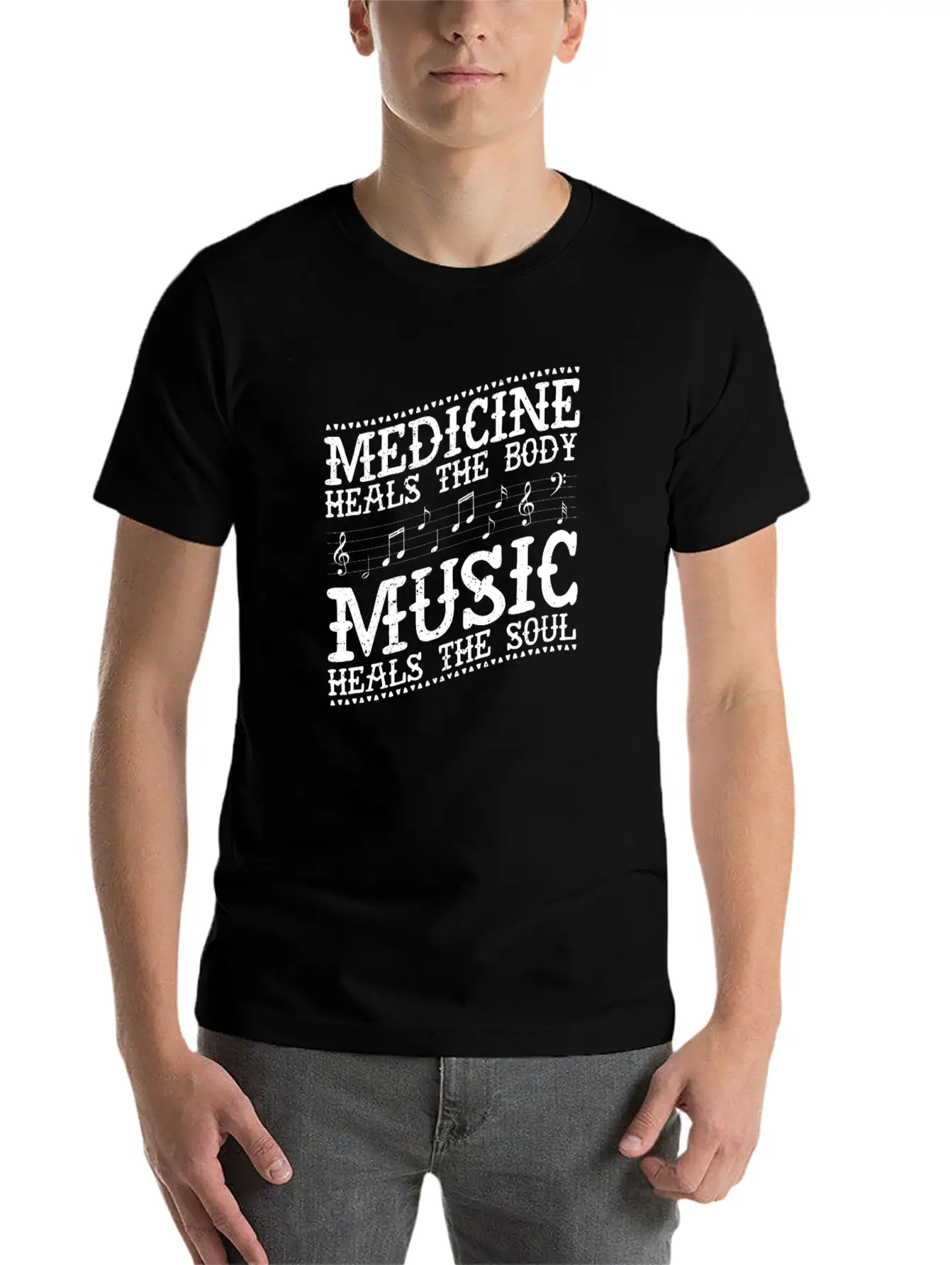 Medicine Heals The Body Music Heals The Soul Music Unisex Casual T-Shirt – Clean Design For Daily Comfort
