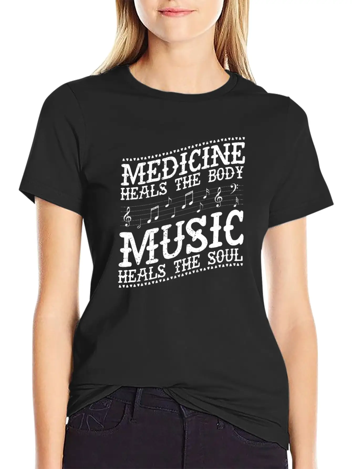 Medicine Heals The Body Music Heals The Soul Music Unisex Casual T-Shirt – Clean Design For Daily Comfort