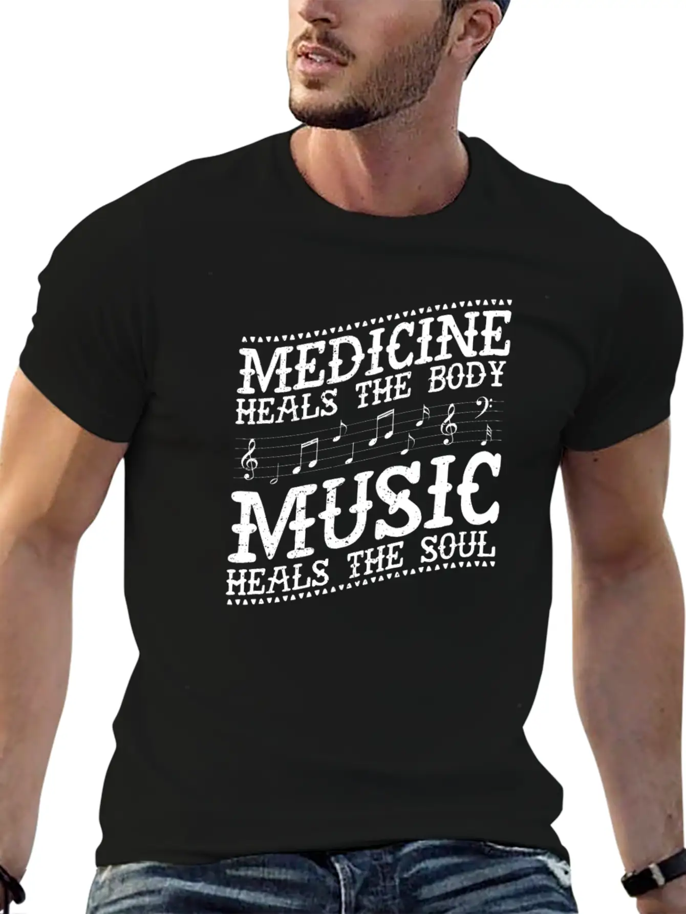 Medicine Heals The Body Music Heals The Soul Music Unisex Casual T-Shirt – Clean Design For Daily Comfort