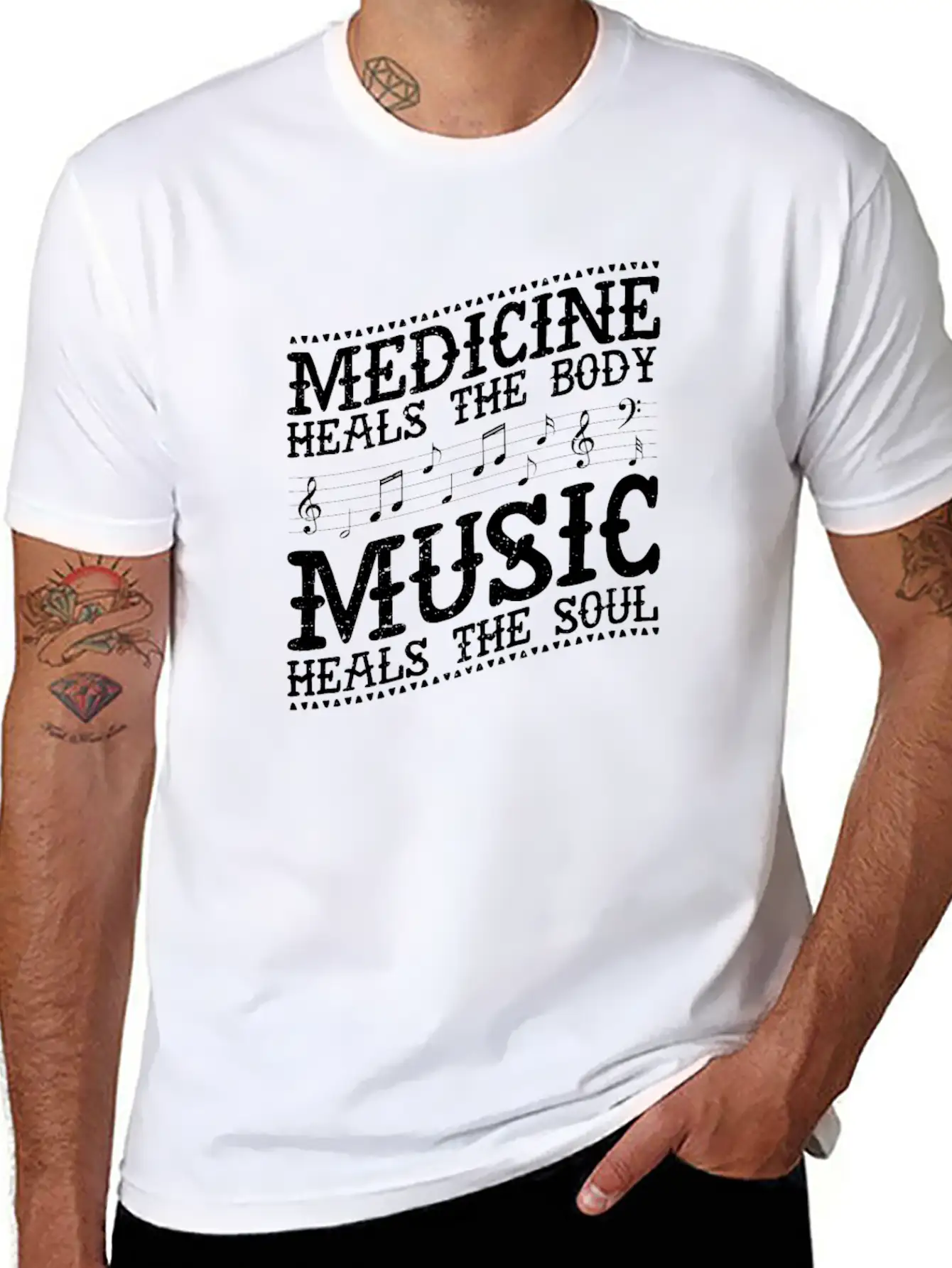 Medicine Heals The Body Music Heals The Soul Music Unisex Casual T-Shirt – Clean Design For Daily Comfort
