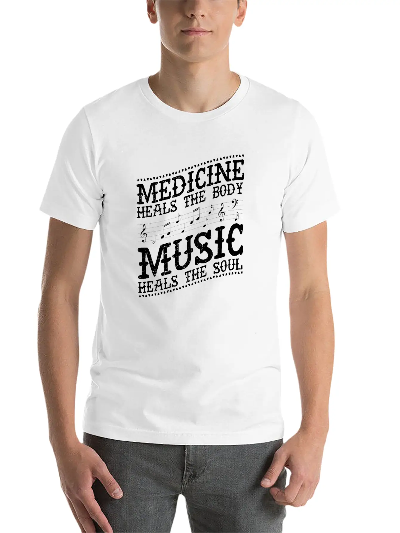 Medicine Heals The Body Music Heals The Soul Music Unisex Casual T-Shirt – Clean Design For Daily Comfort