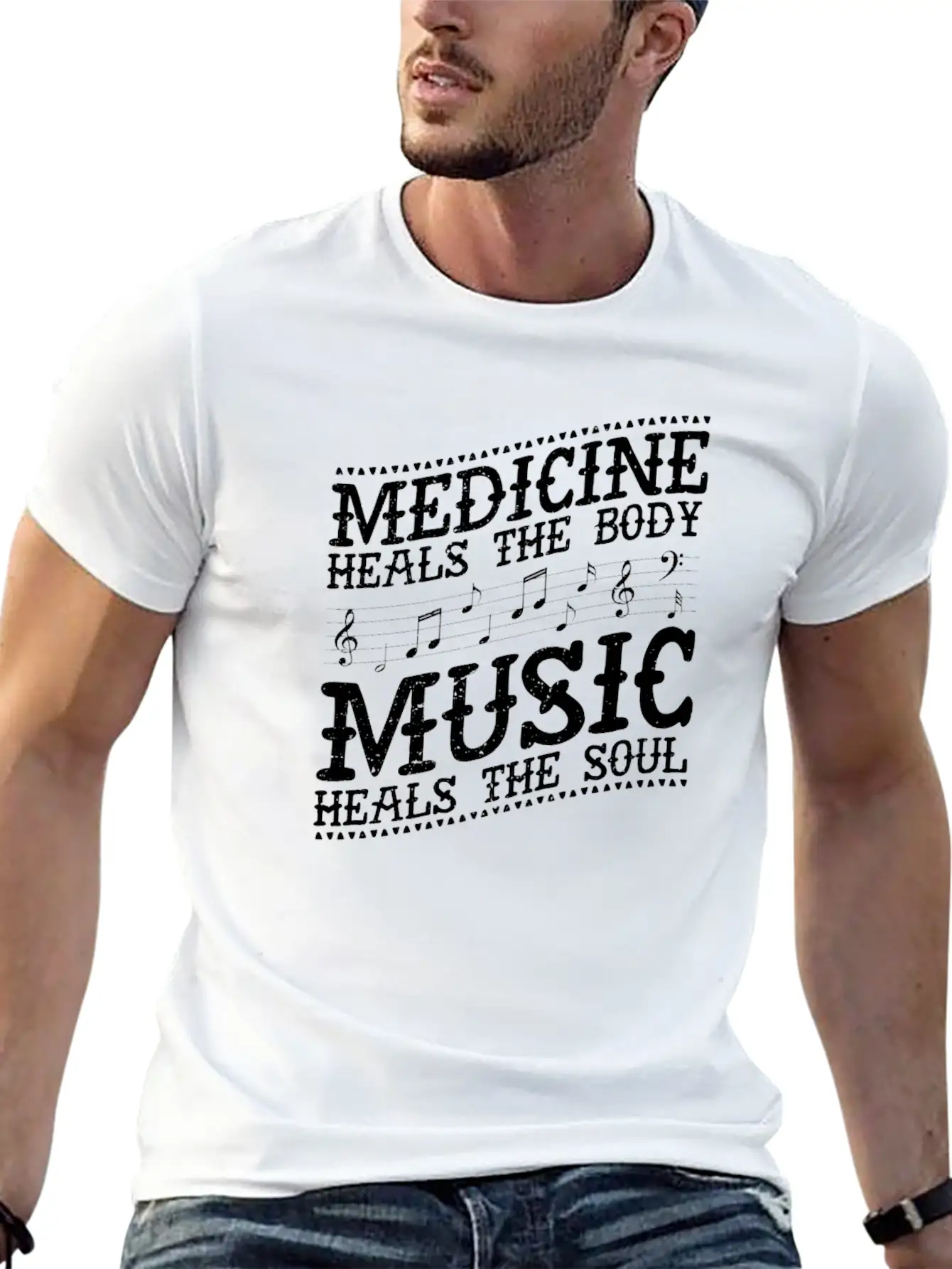 Medicine Heals The Body Music Heals The Soul Music Unisex Casual T-Shirt – Clean Design For Daily Comfort