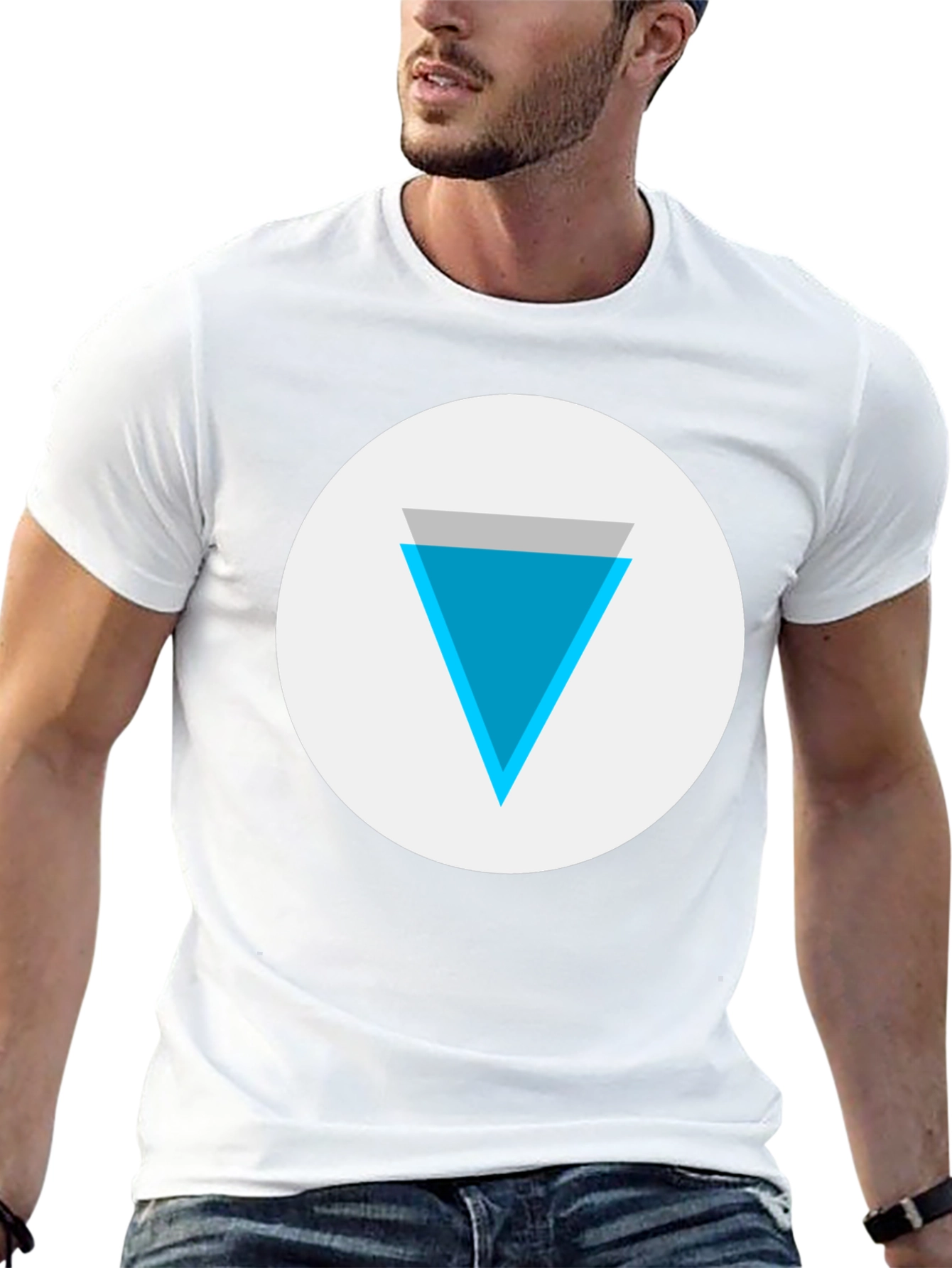 Geometric Triangle Graphic Tee - Black