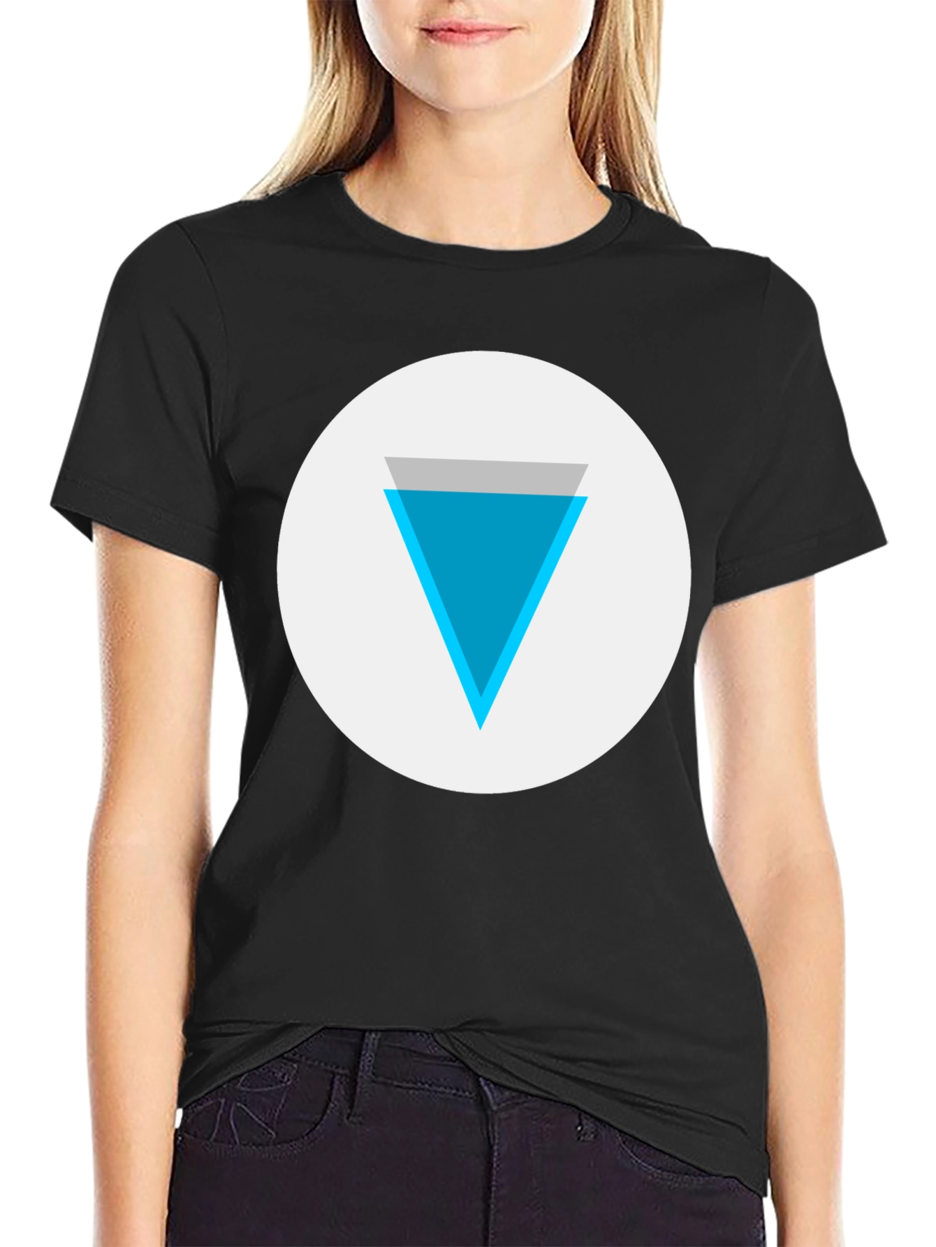 Geometric Triangle Graphic Tee - Black