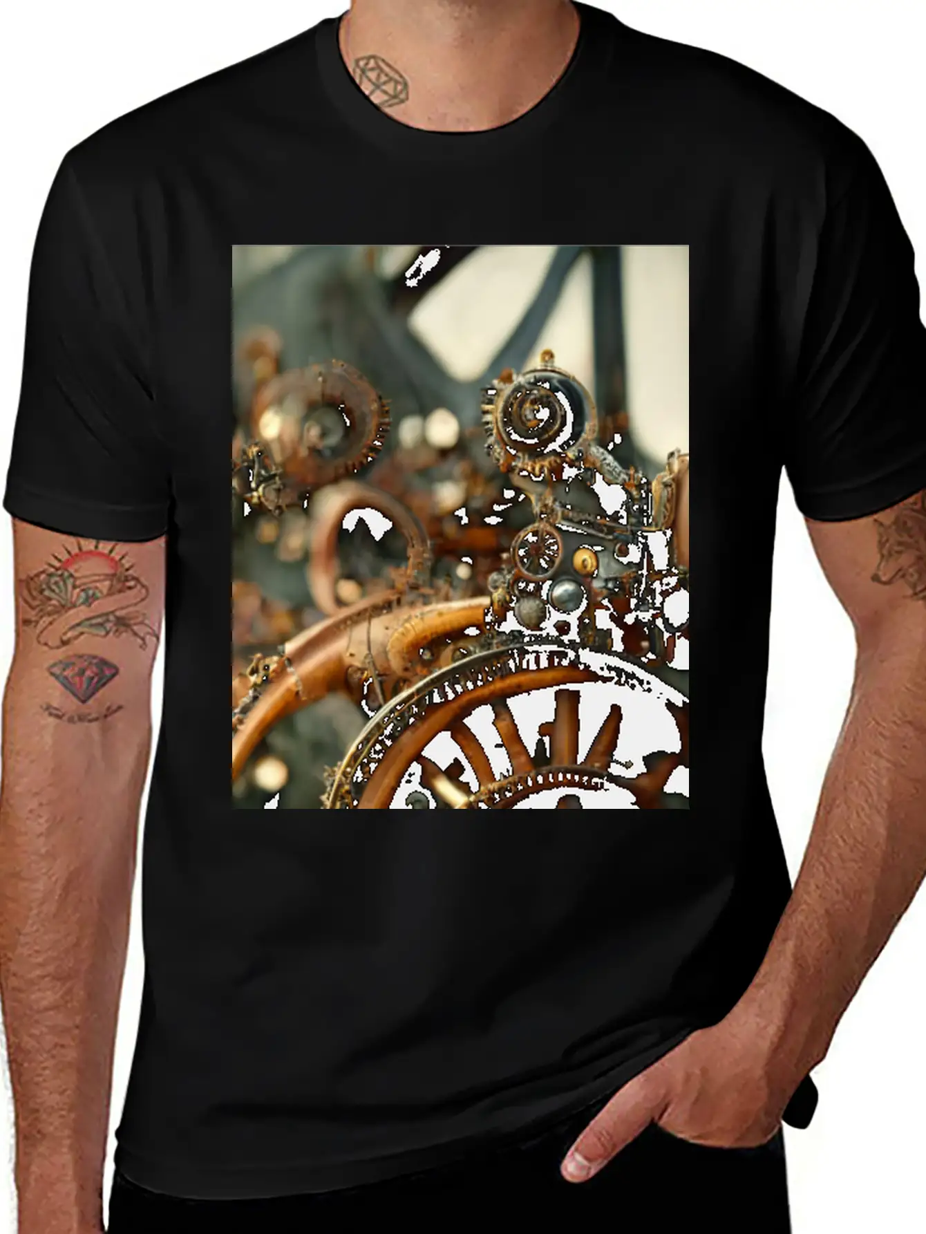 Metal Steampunk Mechanism Of Clockwork Gears And Unisex Casual T-Shirt – Clean Design For Daily Comfort