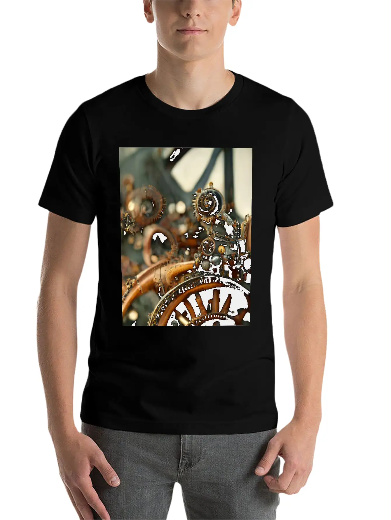 Metal Steampunk Mechanism Of Clockwork Gears And Unisex Casual T-Shirt – Clean Design For Daily Comfort