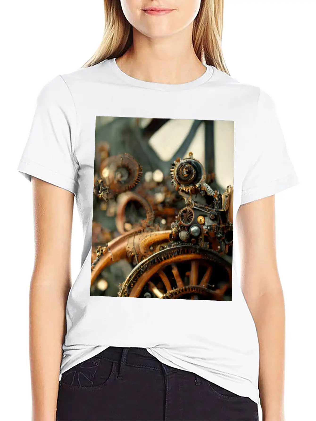 Metal Steampunk Mechanism Of Clockwork Gears And Unisex Casual T-Shirt – Clean Design For Daily Comfort