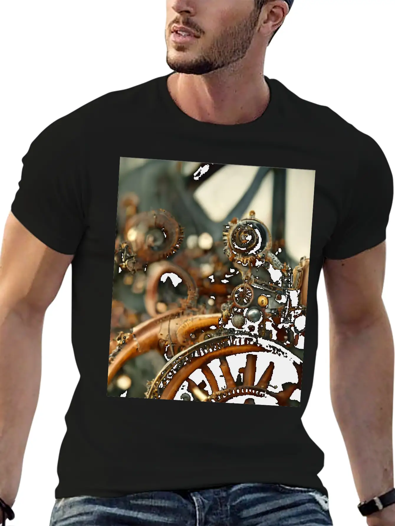 Metal Steampunk Mechanism Of Clockwork Gears And Unisex Casual T-Shirt – Clean Design For Daily Comfort