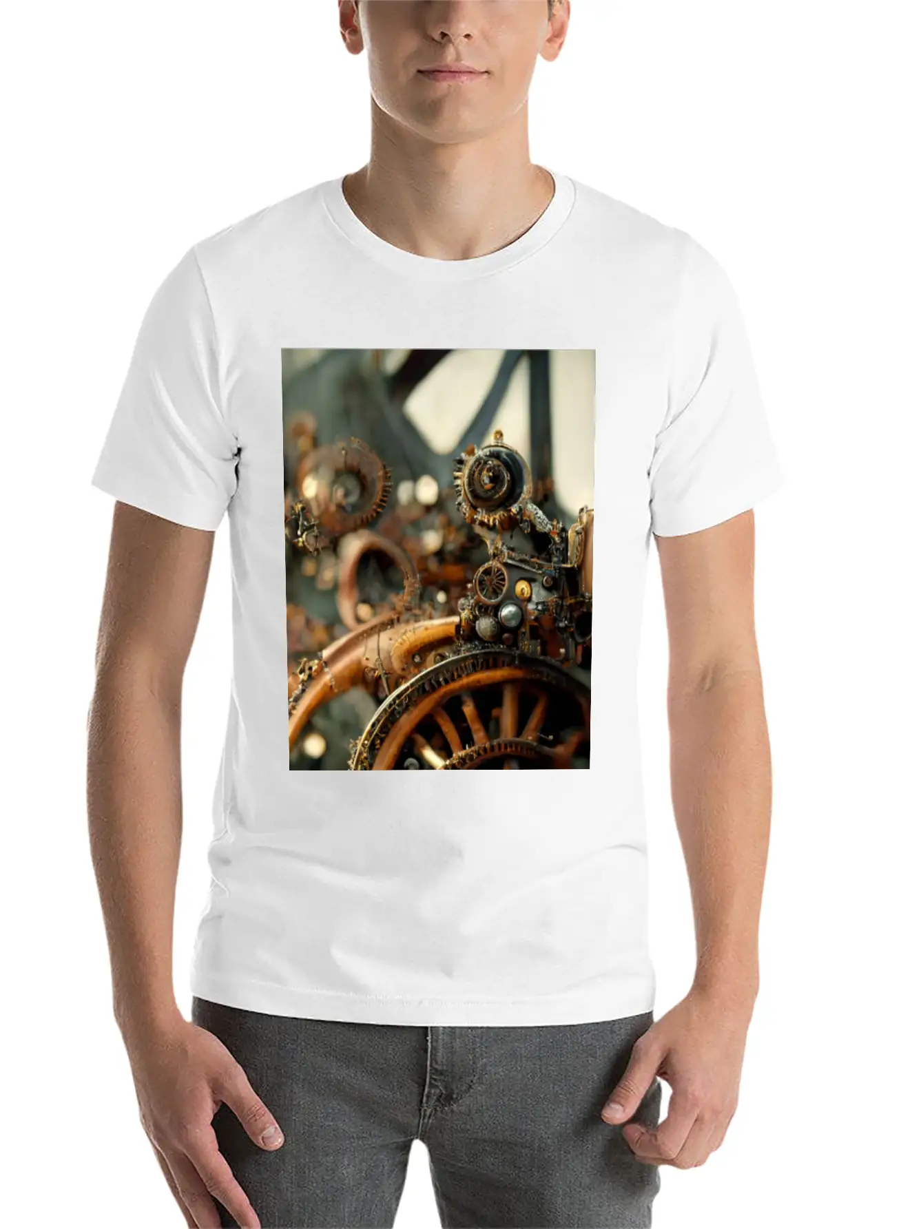 Metal Steampunk Mechanism Of Clockwork Gears And Unisex Casual T-Shirt – Clean Design For Daily Comfort