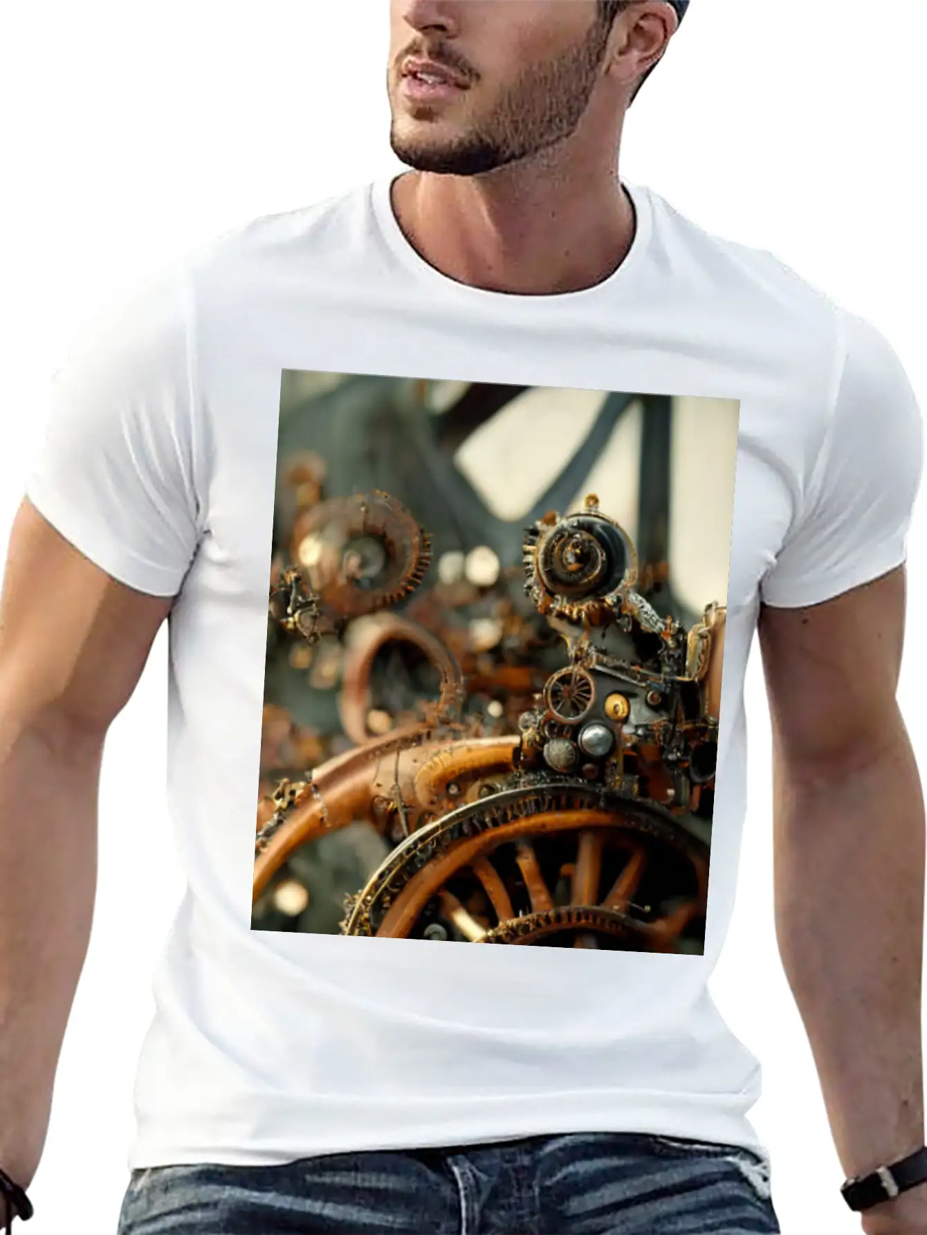 Metal Steampunk Mechanism Of Clockwork Gears And Unisex Casual T-Shirt – Clean Design For Daily Comfort