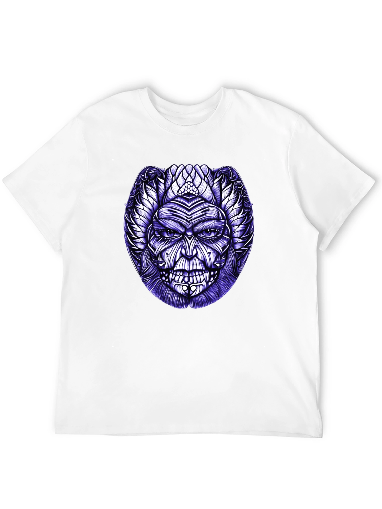 Tribal Mask Graphic Tee - Black Cotton Blend