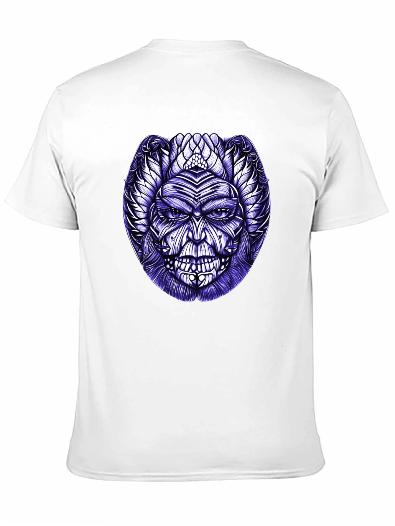 Tribal Mask Graphic Tee - Black Cotton Blend