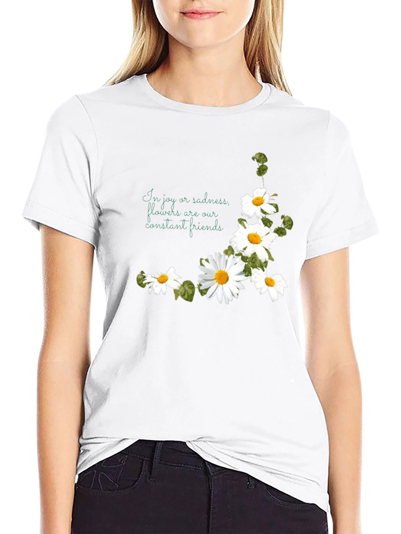 Floral Daisy T-Shirt - Joy and Sadness Friend