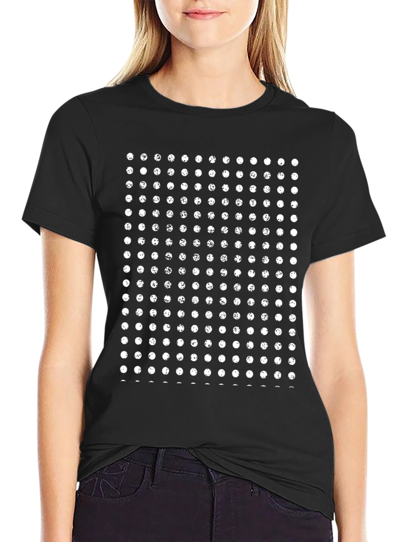 Modern Polka Dot Pattern Black T-Shirt
