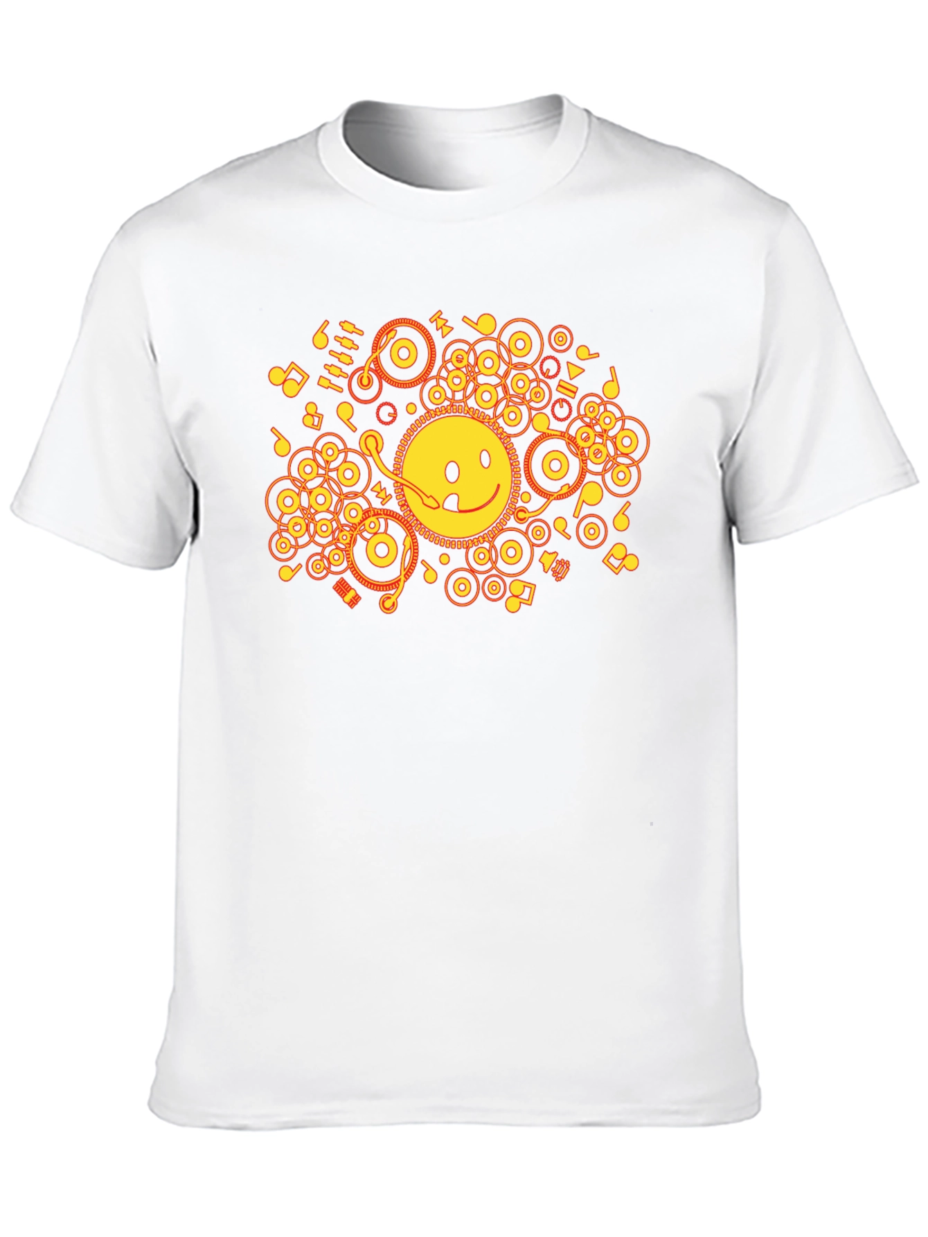 Smiley DJ Graphic Tee - Black Cotton T-Shirt
