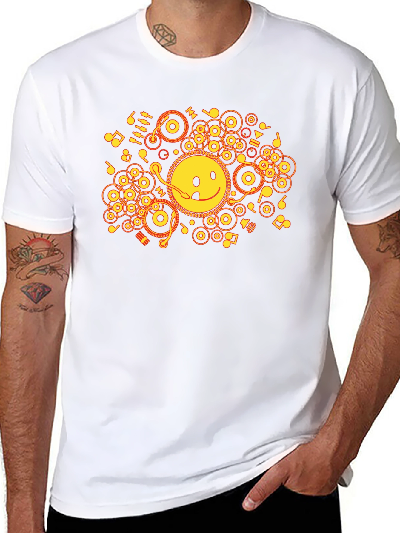 Smiley DJ Graphic Tee - Black Cotton T-Shirt