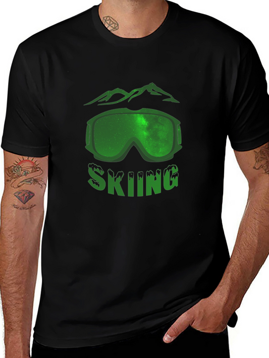 Skiing Graphic T-Shirt - Mountain Scene Design