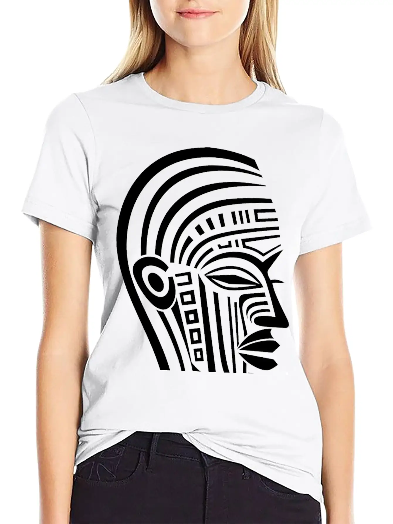 Minimal Tribal Woman Face Unisex Casual T-Shirt – Clean Design For Daily Comfort