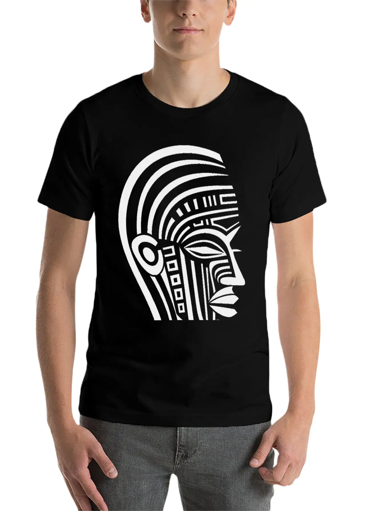 Minimal Tribal Woman Face Unisex Casual T-Shirt – Clean Design For Daily Comfort
